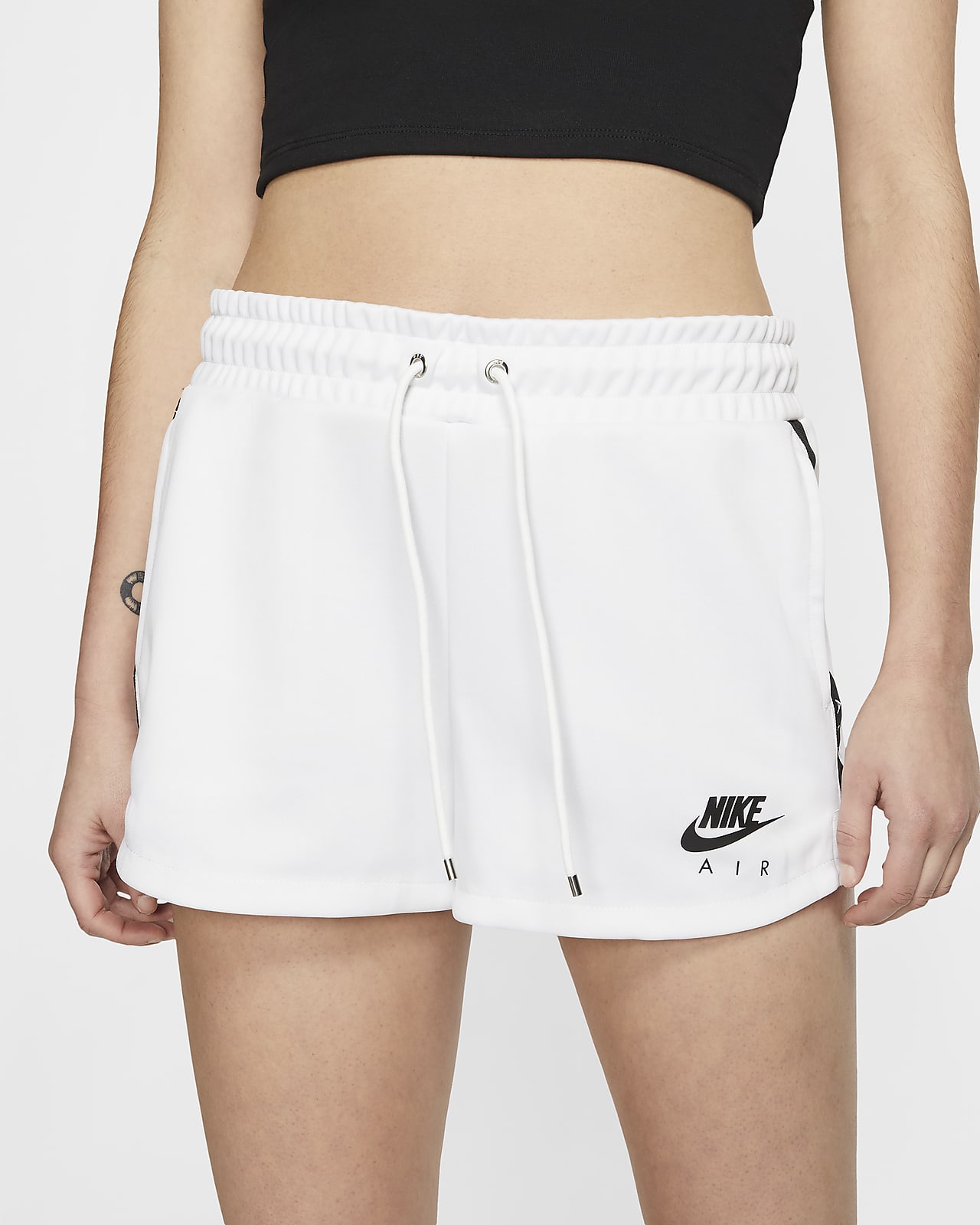 nike air logo tape shorts white