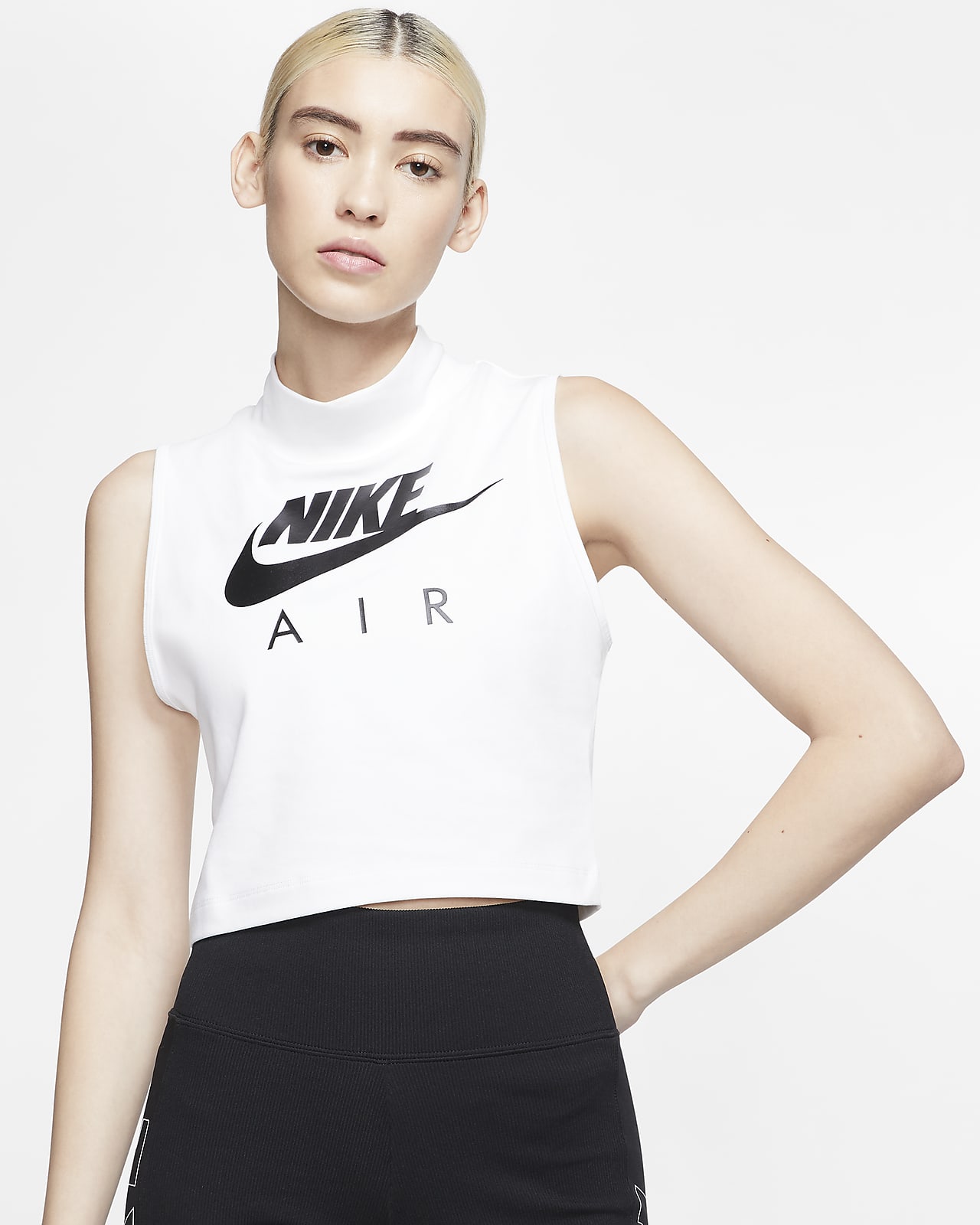 nike pro cropped mock neck