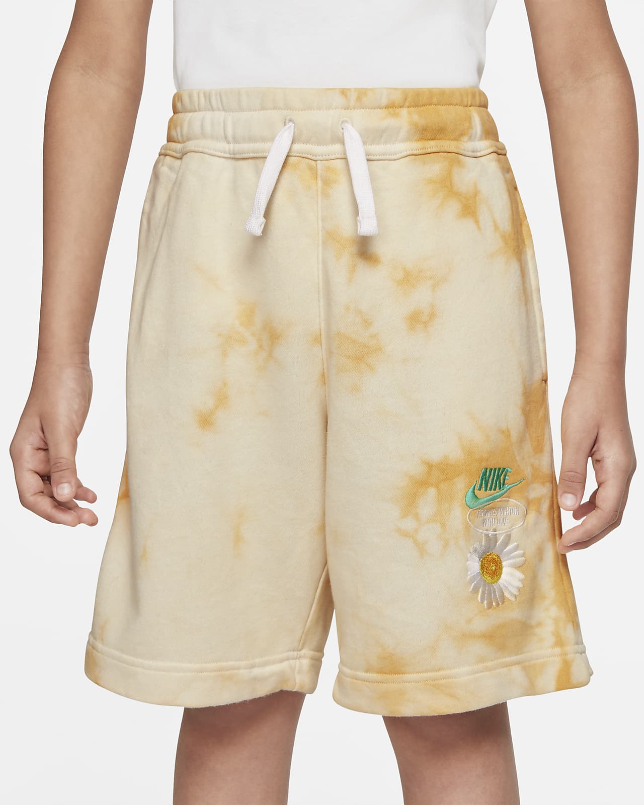 nike yellow terry shorts