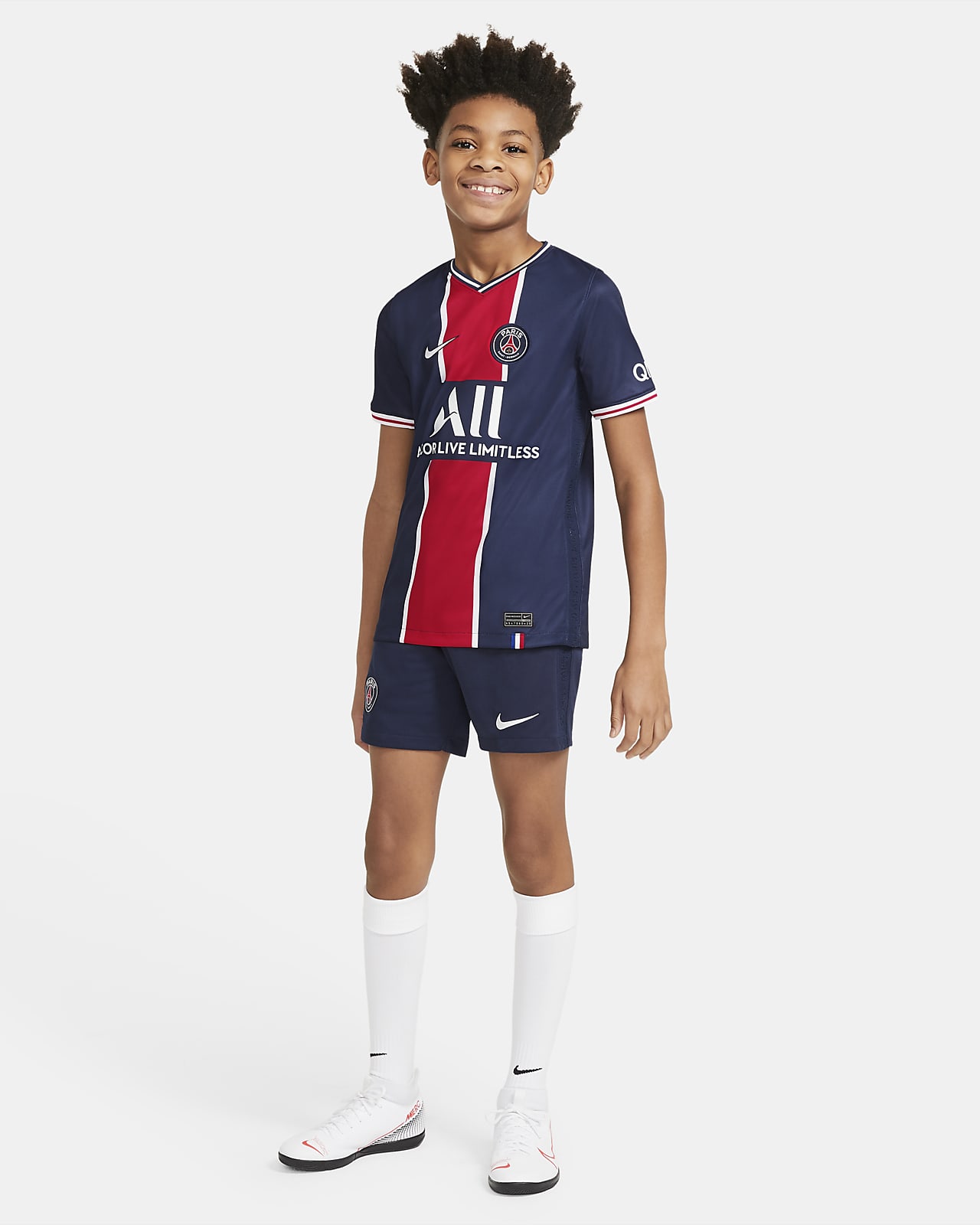 Paris Saint Germain 2020 2021 Stadium Home Older Kids Football Shirt Nike Lu