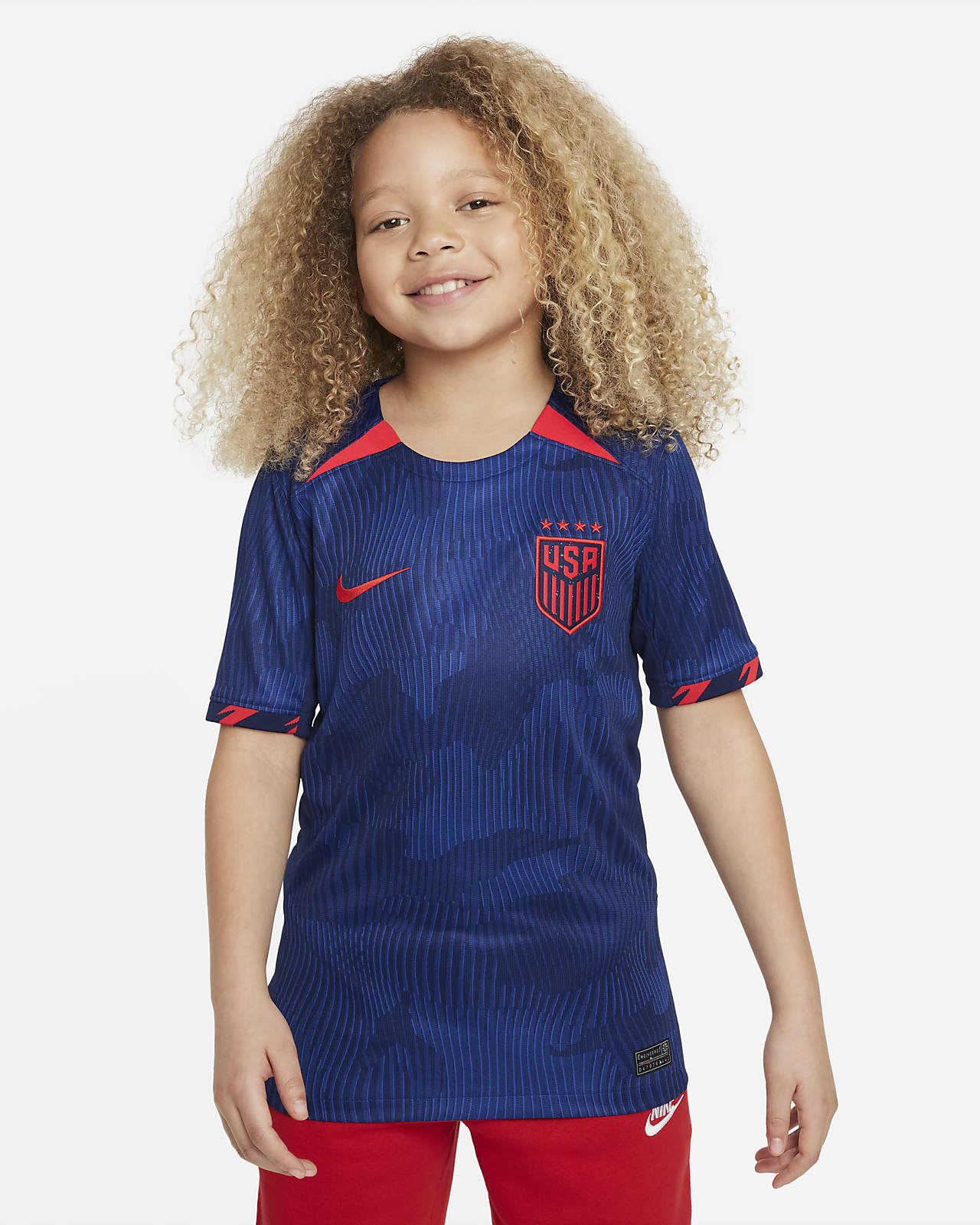 Jersey de fútbol Nike Dri-FIT para niños talla grande Stadium 2023 de selección femenina de fútbol de EE. UU. (USWNT4-Star). Nike.com