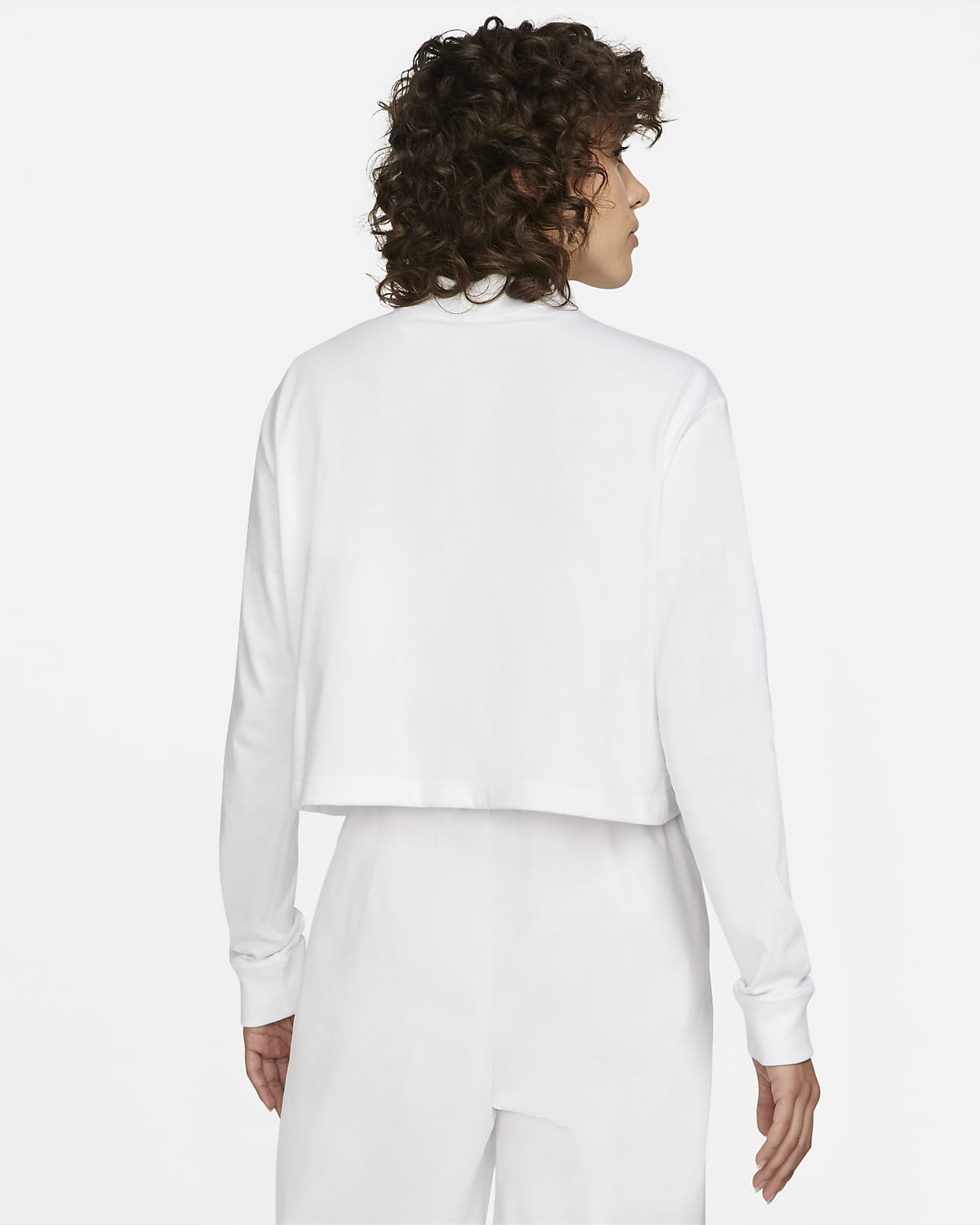 white mock neck top long sleeve