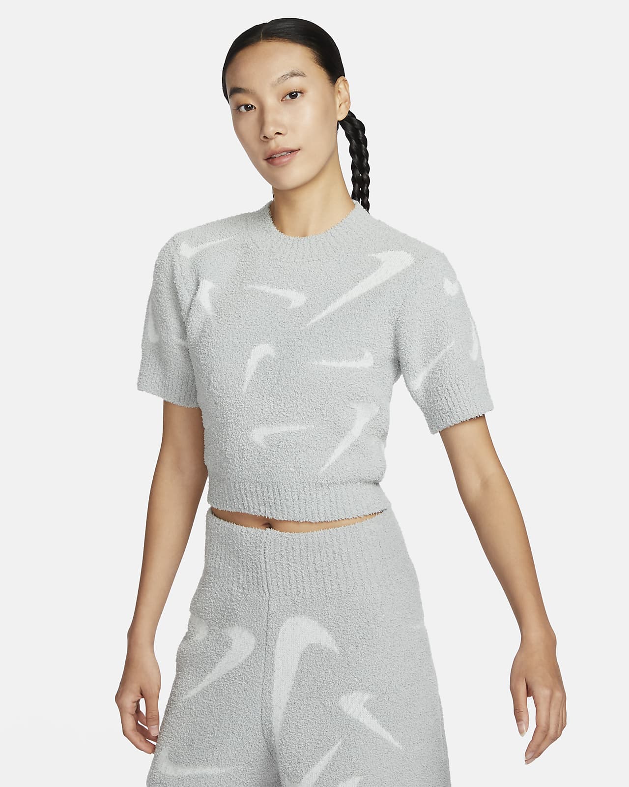 Nike Sportswear Phoenix Cozy Bouclé Women's Slim Cropped Knit Short-Sleeve Top