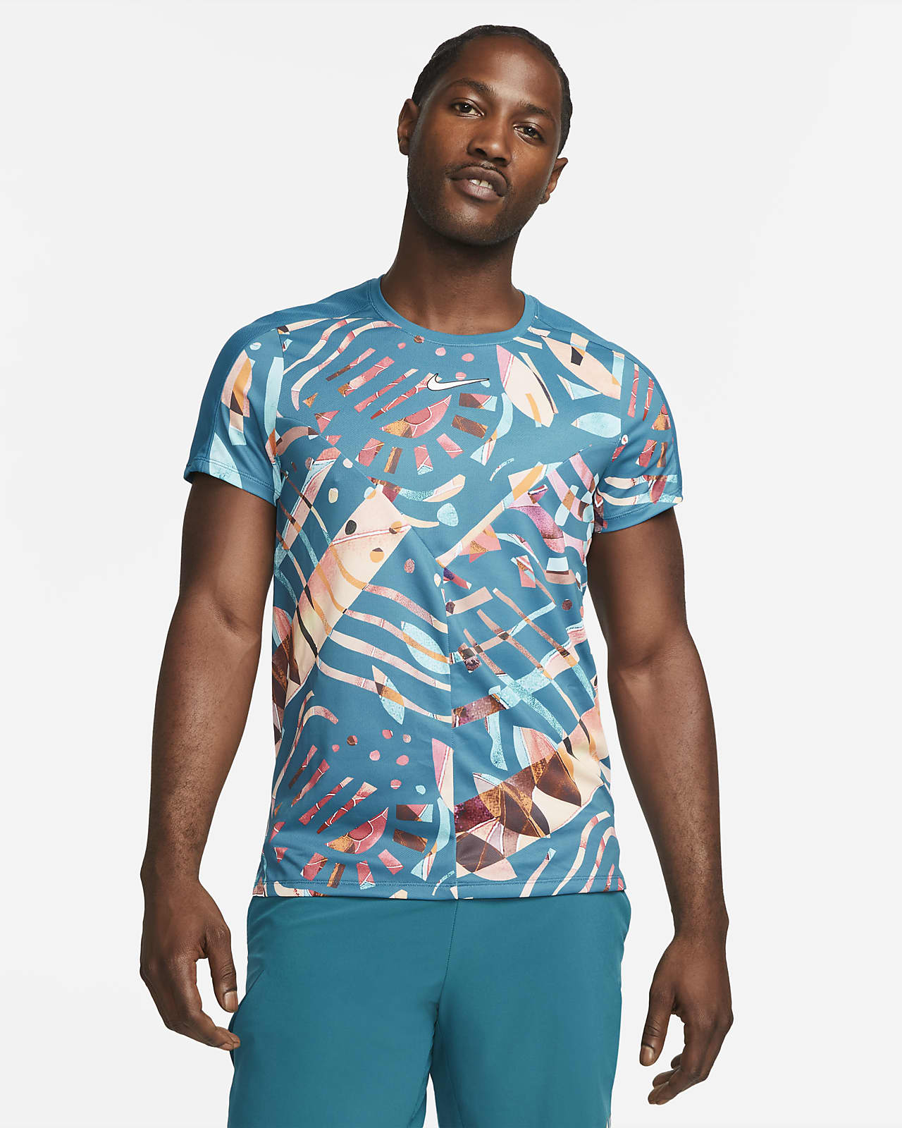 T-shirt Nike Court Dri-Fit Slam Blanc Printed - Extreme Tennis
