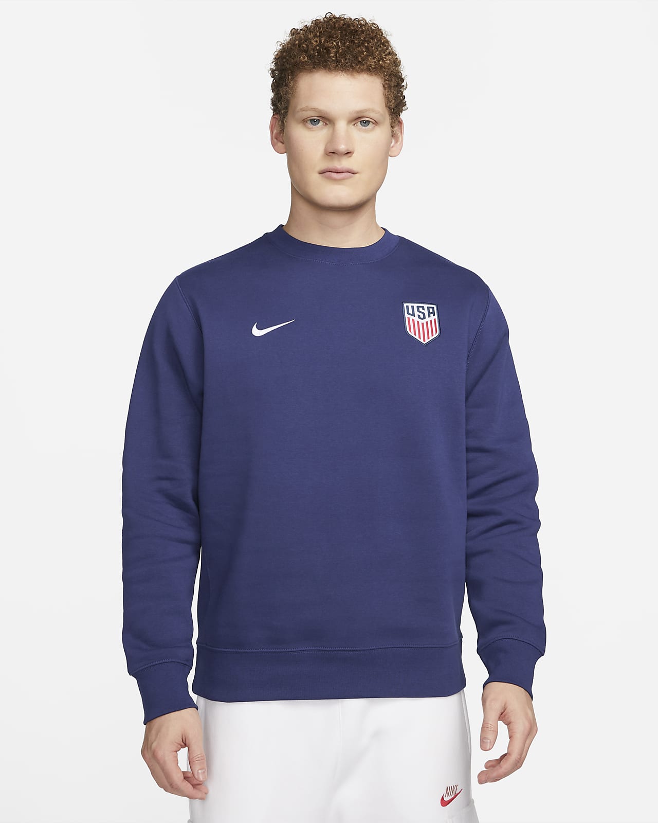 Nike Sportswear Club Fleece Crew Mens Sweatshirt Blue Multi Size Pullover  Top