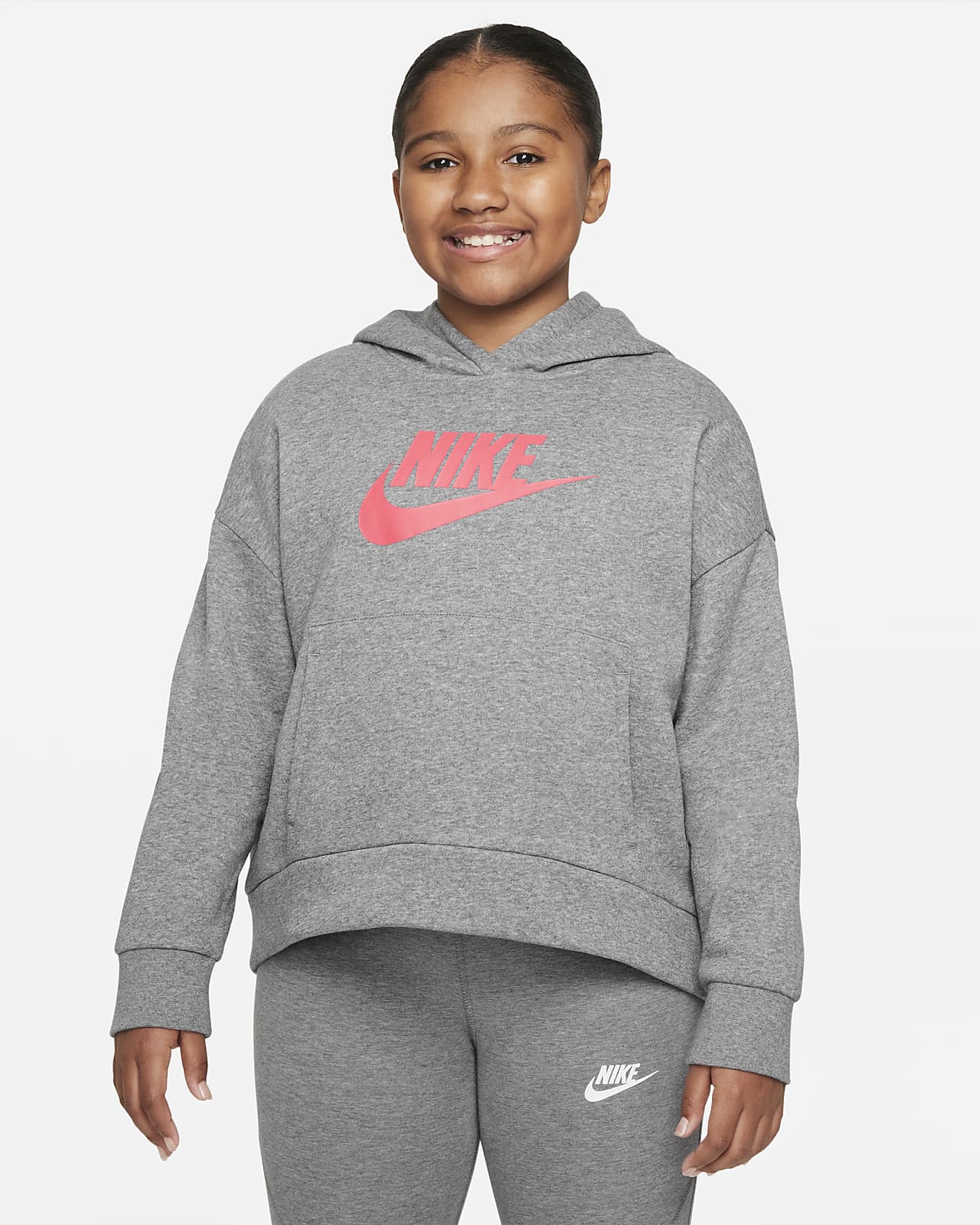 Sudadera con capucha para niña talla grande Nike Sportswear Club Fleece.  Nike.com