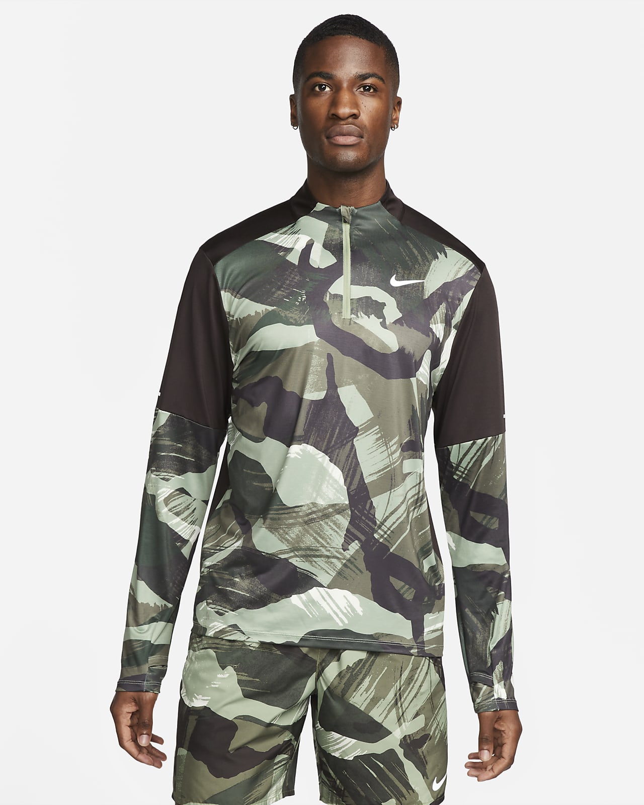 Nike Dri-FIT Camiseta de running con media cremallera y diseño camuflaje - Hombre. Nike ES