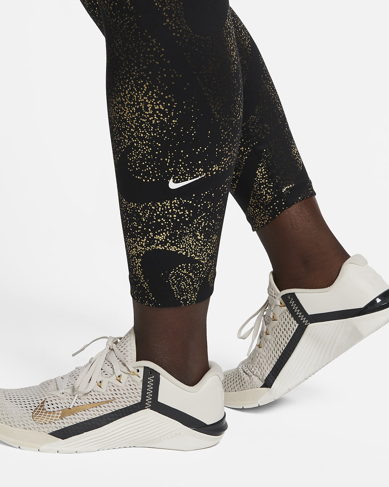 New Women's 2XL Nike One Mid-Rise Black Camo Shine Leggings Size XXLARGE