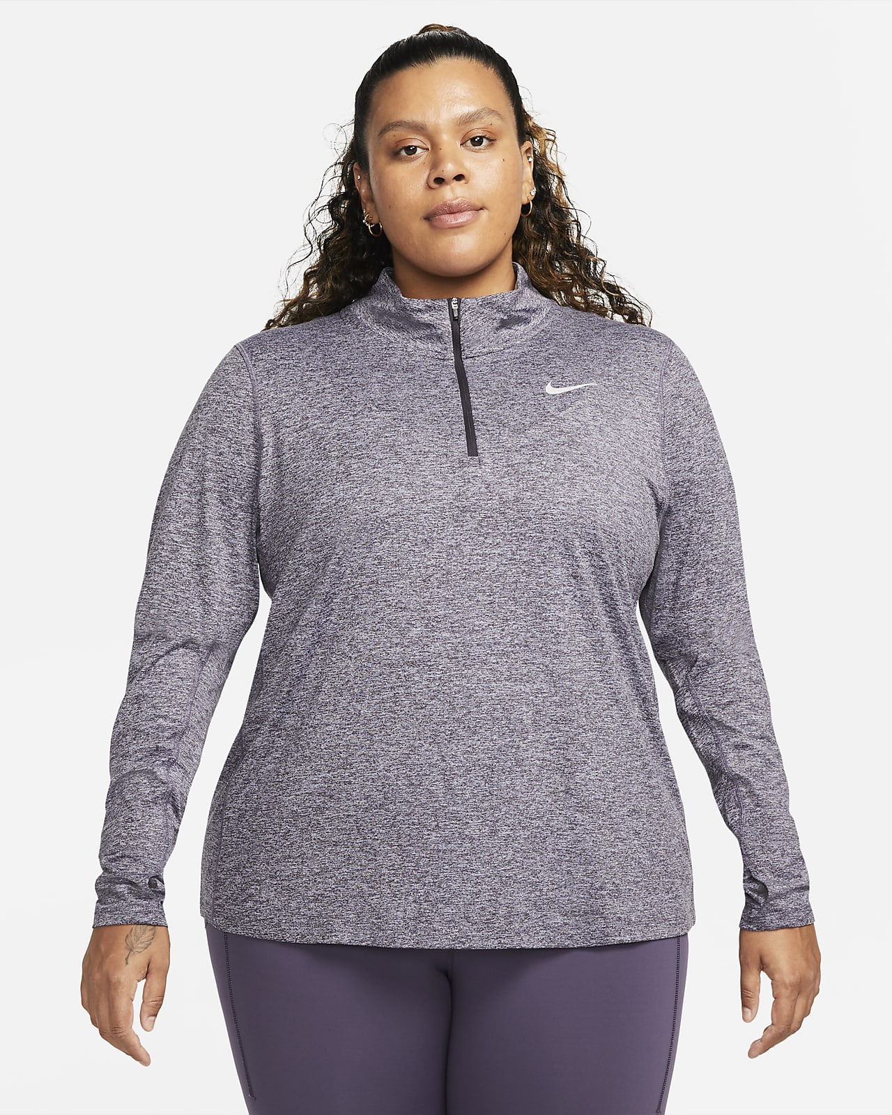 Nike-løbeoverdel med 1/2 lynlås kvinder (plus size). Nike