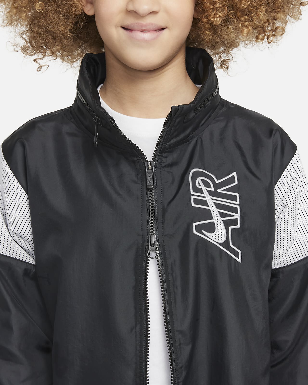 Chamarra con gorro de tejido Woven para niñas talla grande Nike Air. Nike .com