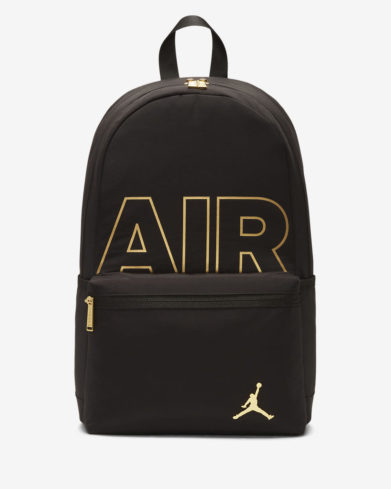 gold and black jordan backpack