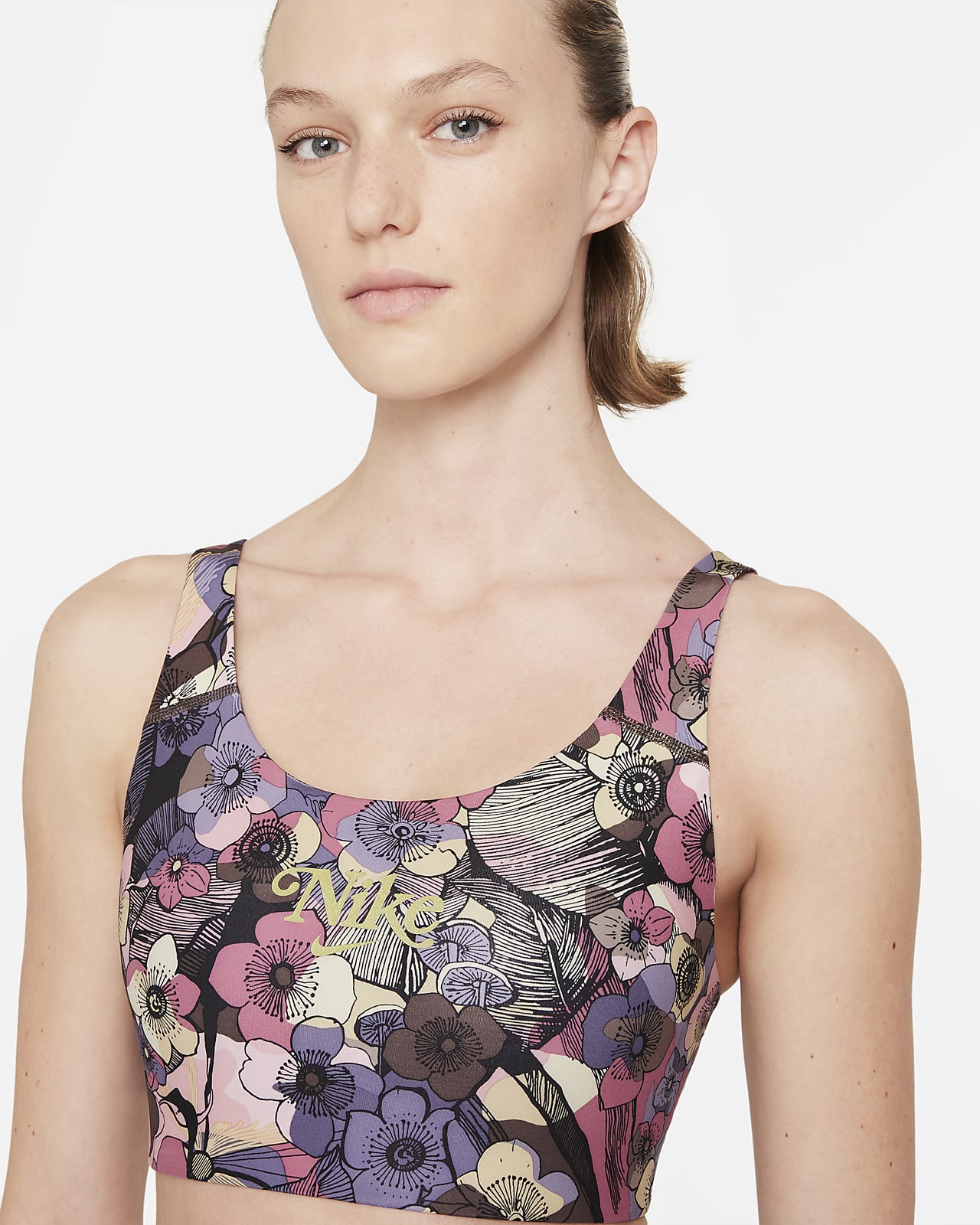 Nike women's medium support floral sports bra clearance