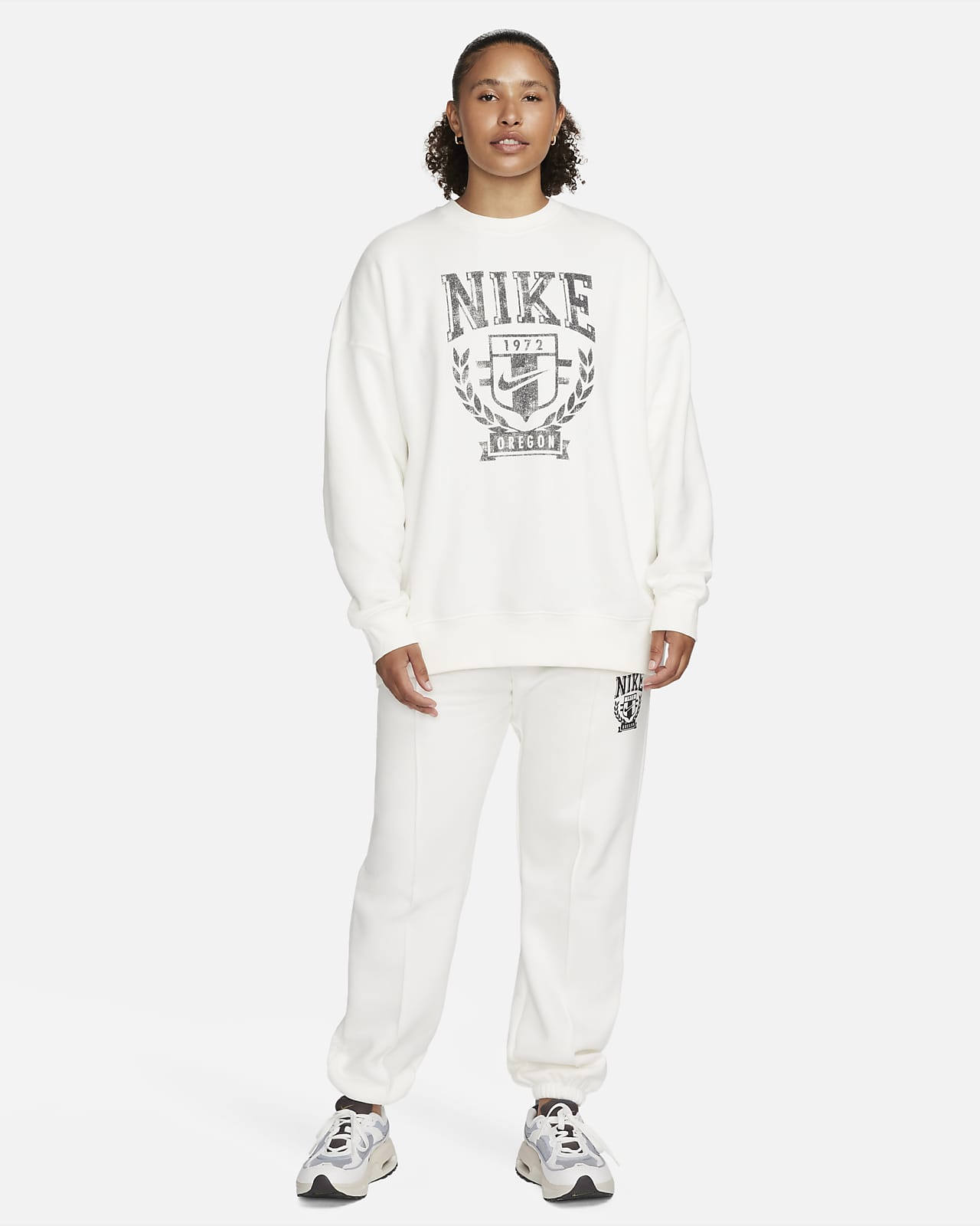 nike air allover logo print crew neck sweatshirt