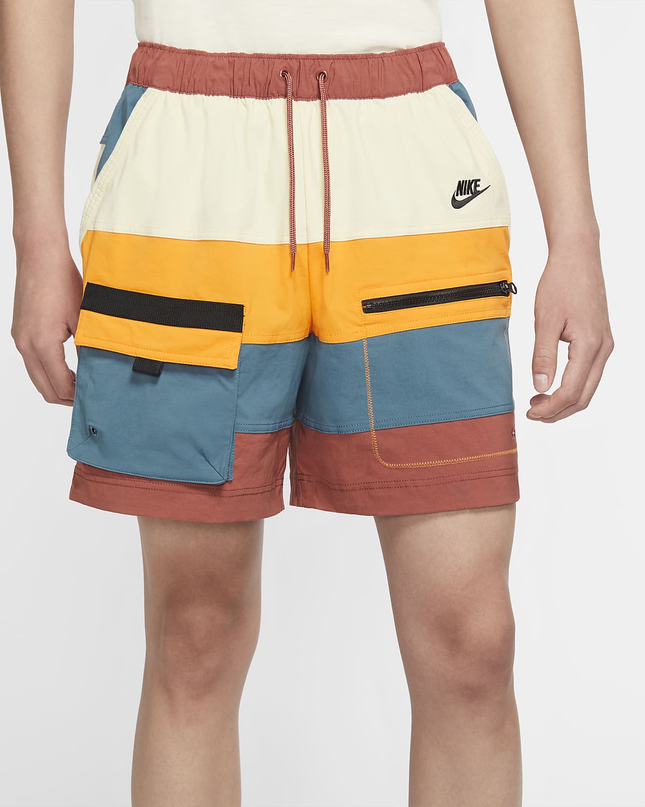 yellow woven nike shorts