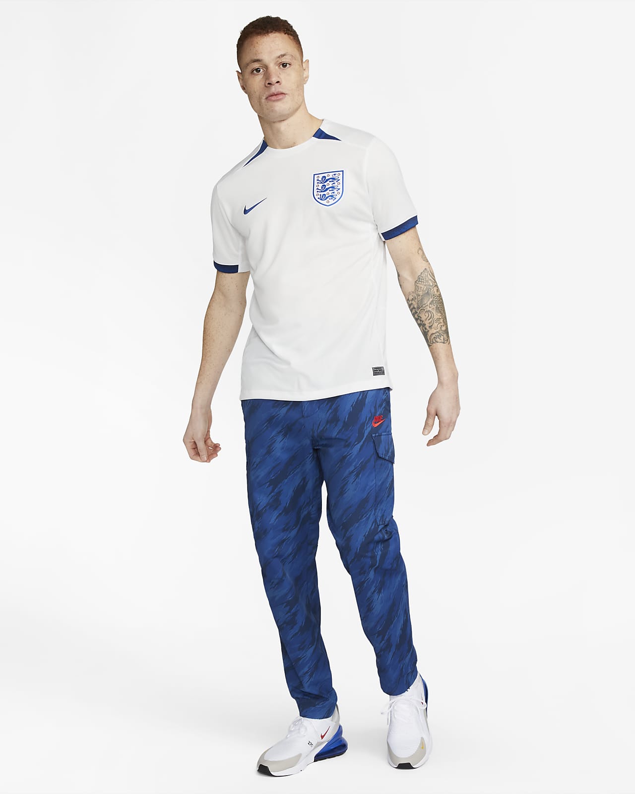 Nike England Home Stadium Football Shirt, White/Blue