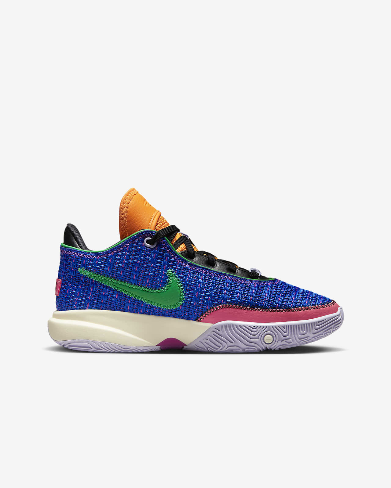 Nike”Max Lebron XL Low (GS) 5y bright yellow pink and blue tennis shoe