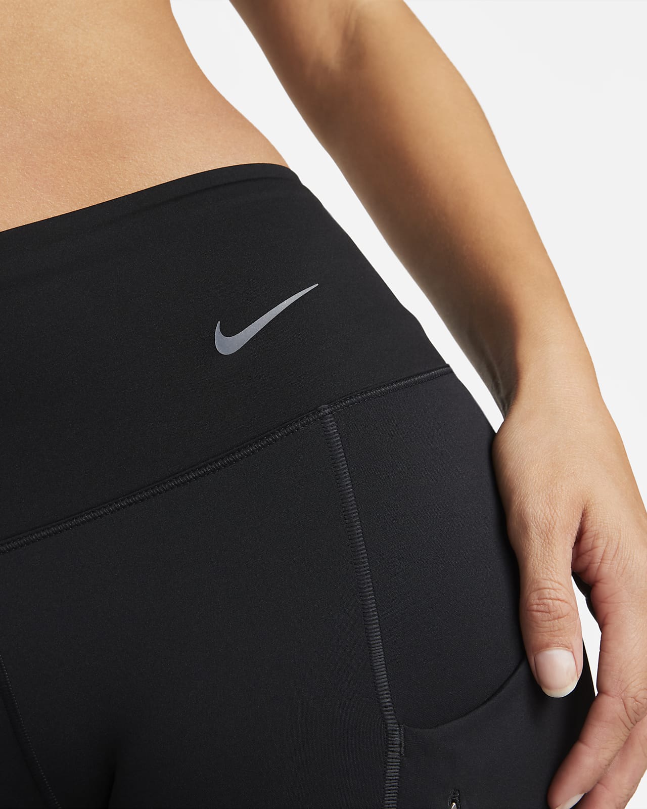 Nike Dri Fit Capri Leggings Women Small Black Zip Pocket Cropped Running  Workout