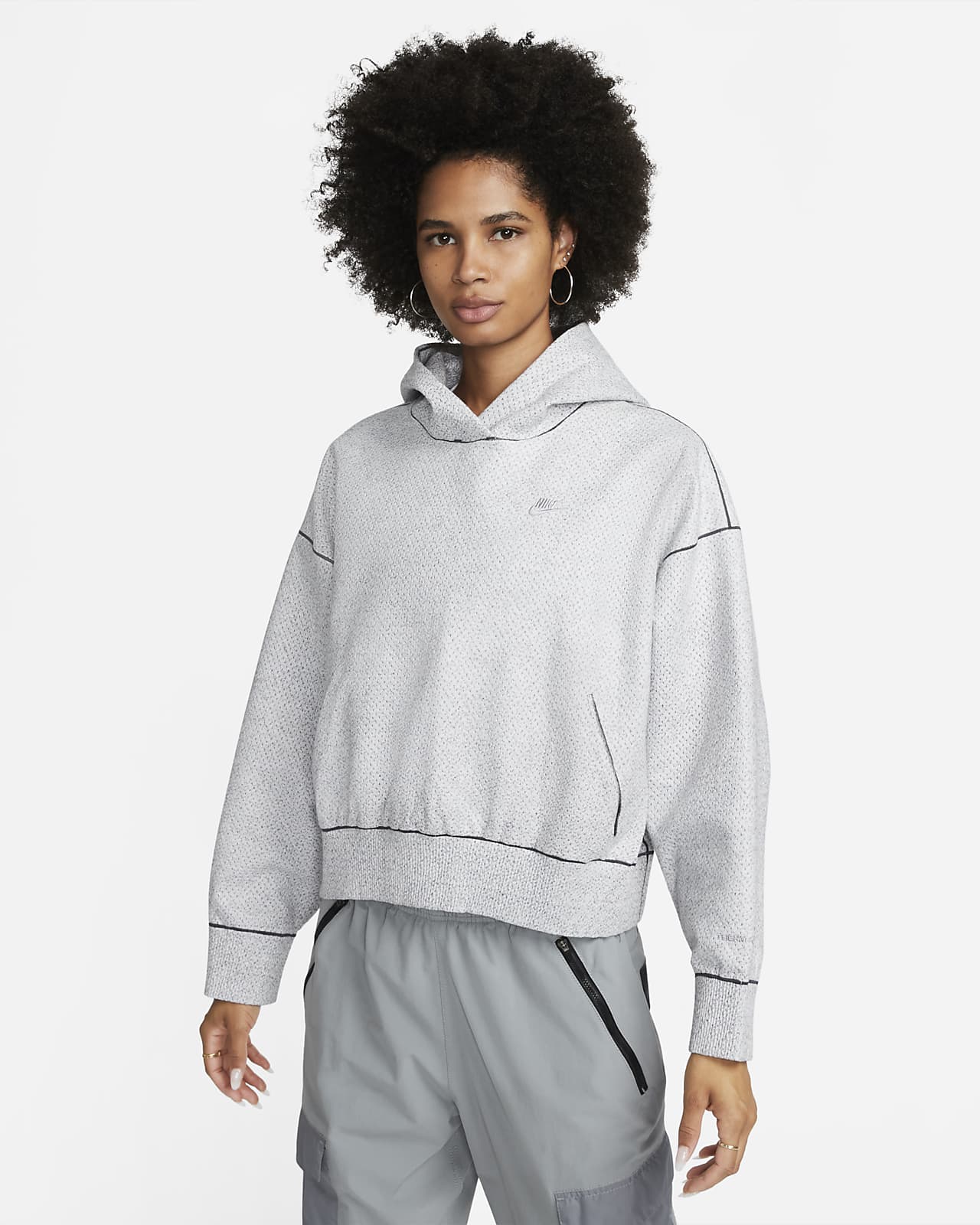 Nike Hoodie Womens Small Light Gray Sportswear Casual Just Do It  Lightweight