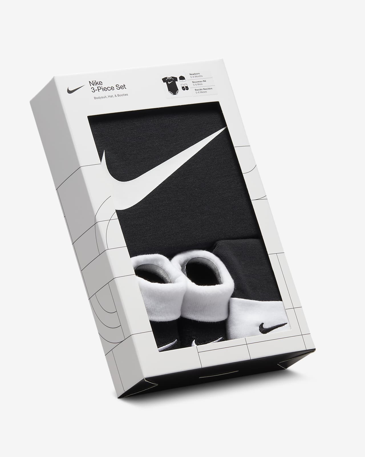 Baby Nike and (0-6M) Bodysuit, Set. Booties Hat Box