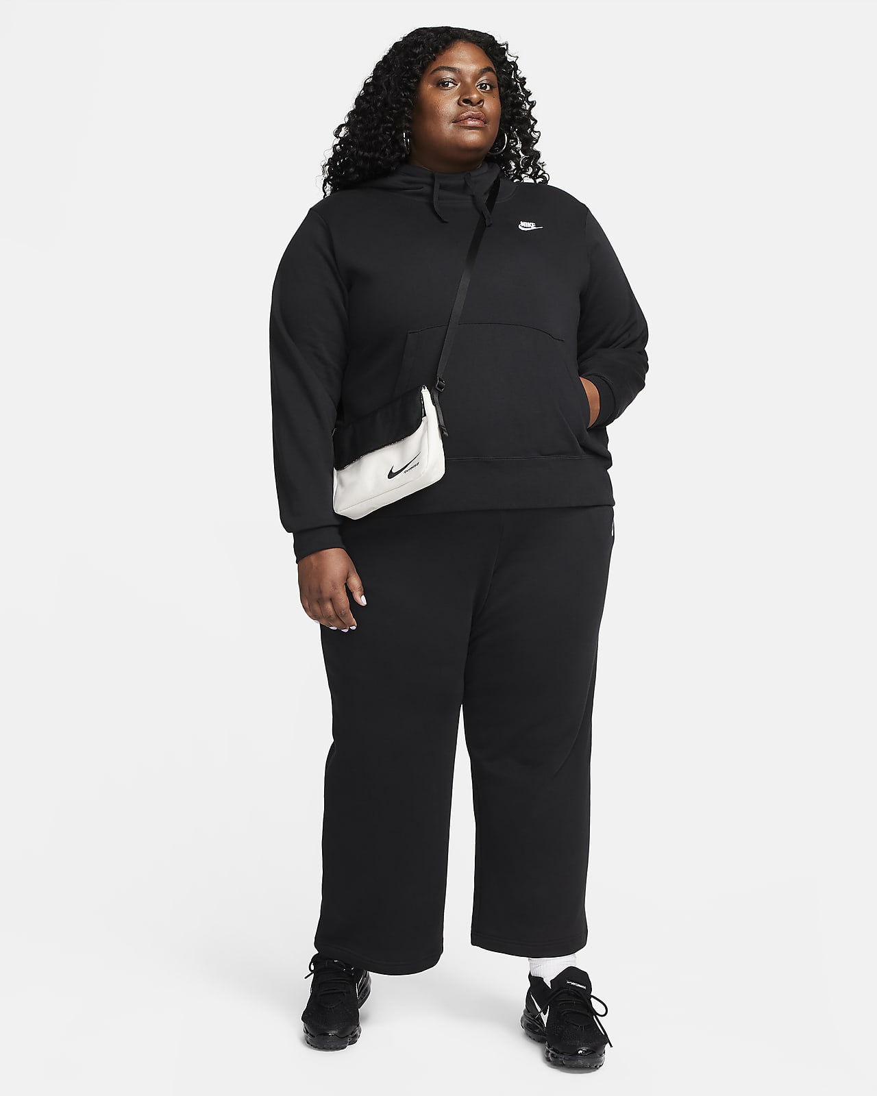 Nike Air Fleece wide leg sweatpants in black