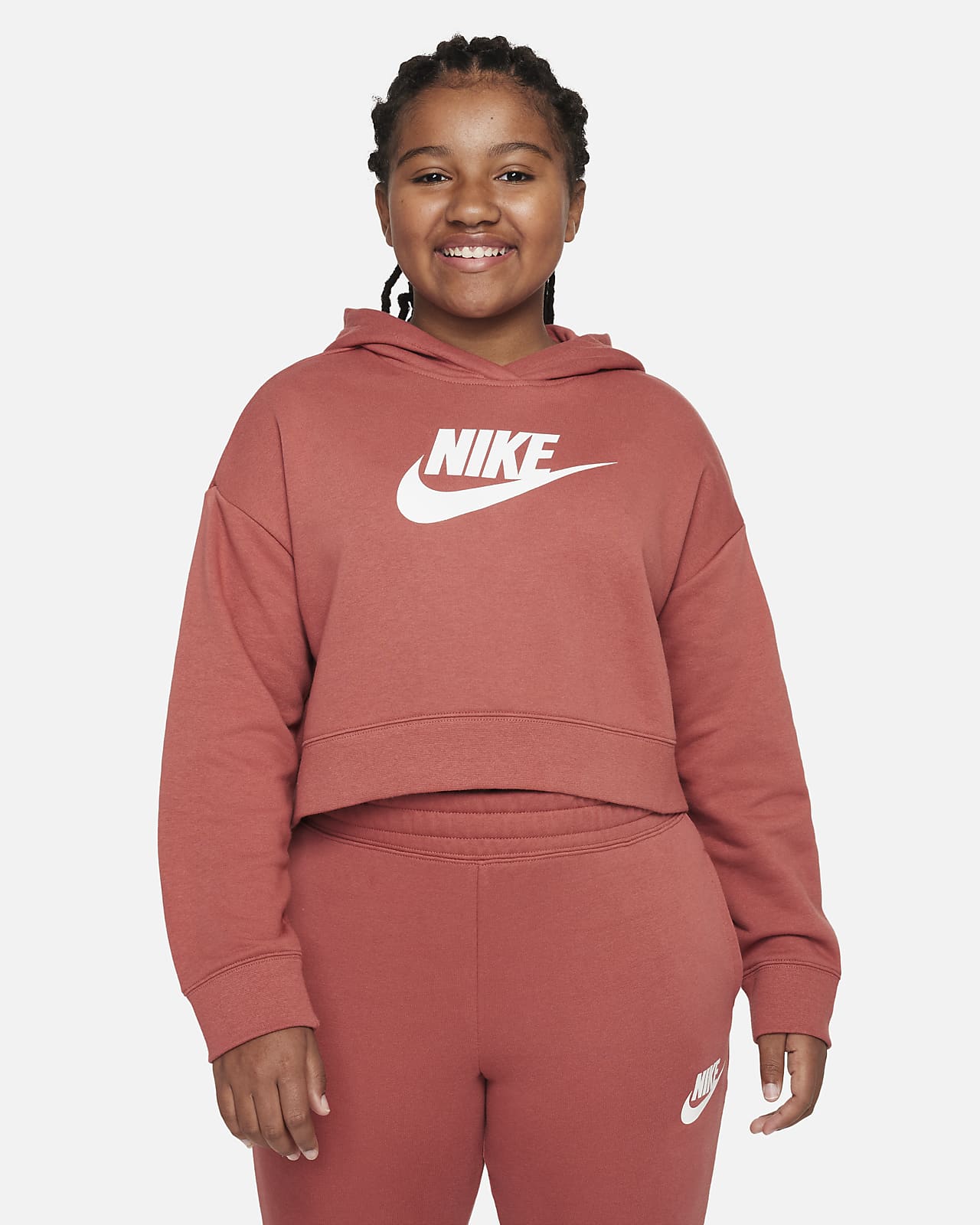 Comida sana Embajador Pigmento Nike Sportswear Club Big Kids' (Girls') French Terry Cropped Hoodie  (Extended Size). Nike.com