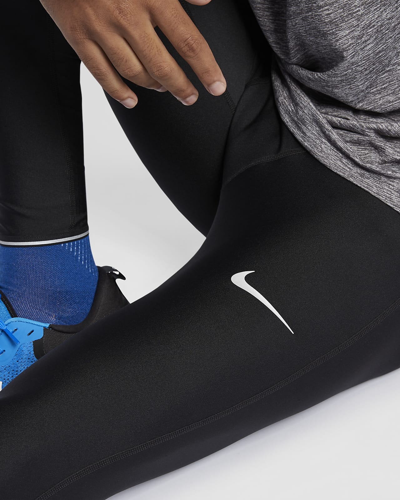 Nike Power Tech Mens Running Tights Black Size XL Dri-FIT AT4022-011