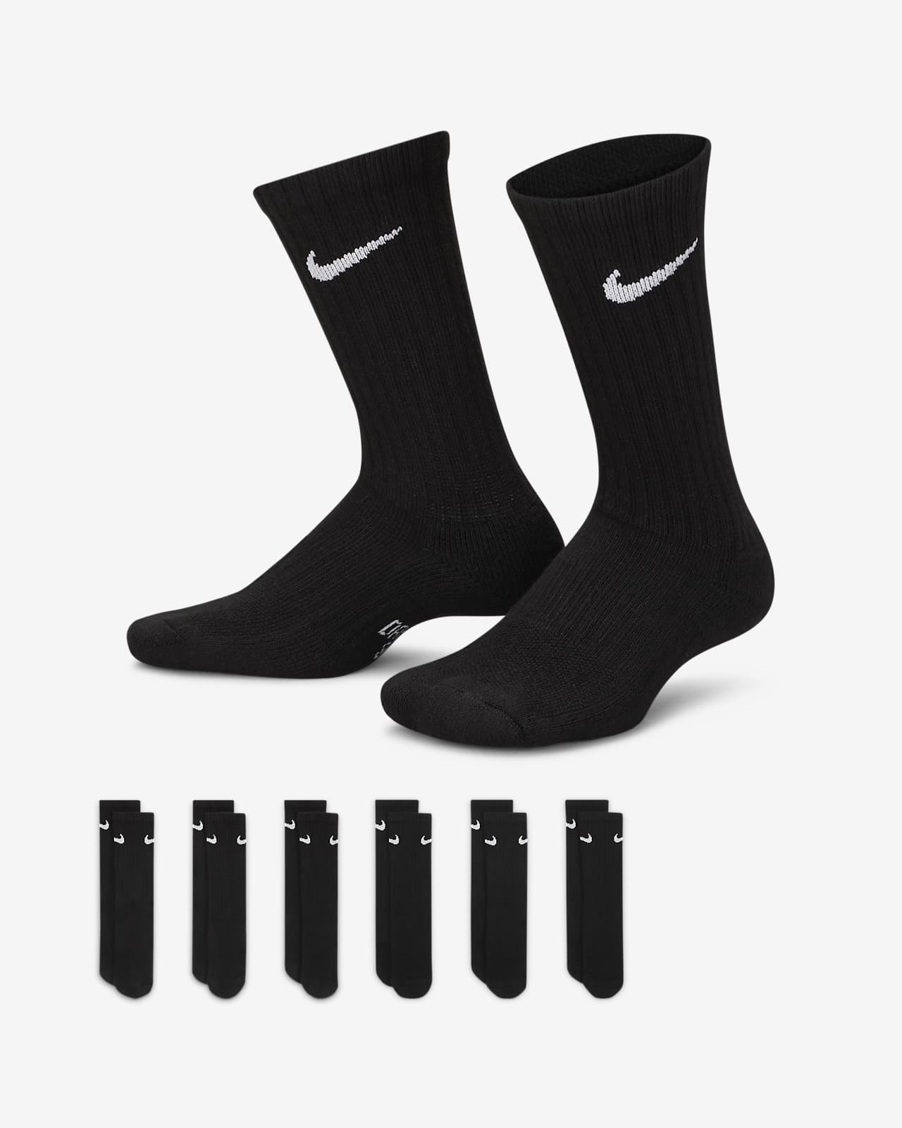 Nike Everyday Kids\' Cushioned Crew Socks (6 Pairs).