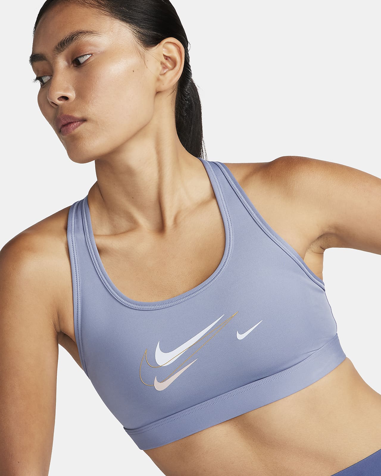 Nike, Trail Swoosh On-The-Run Bra - Blue/Slate
