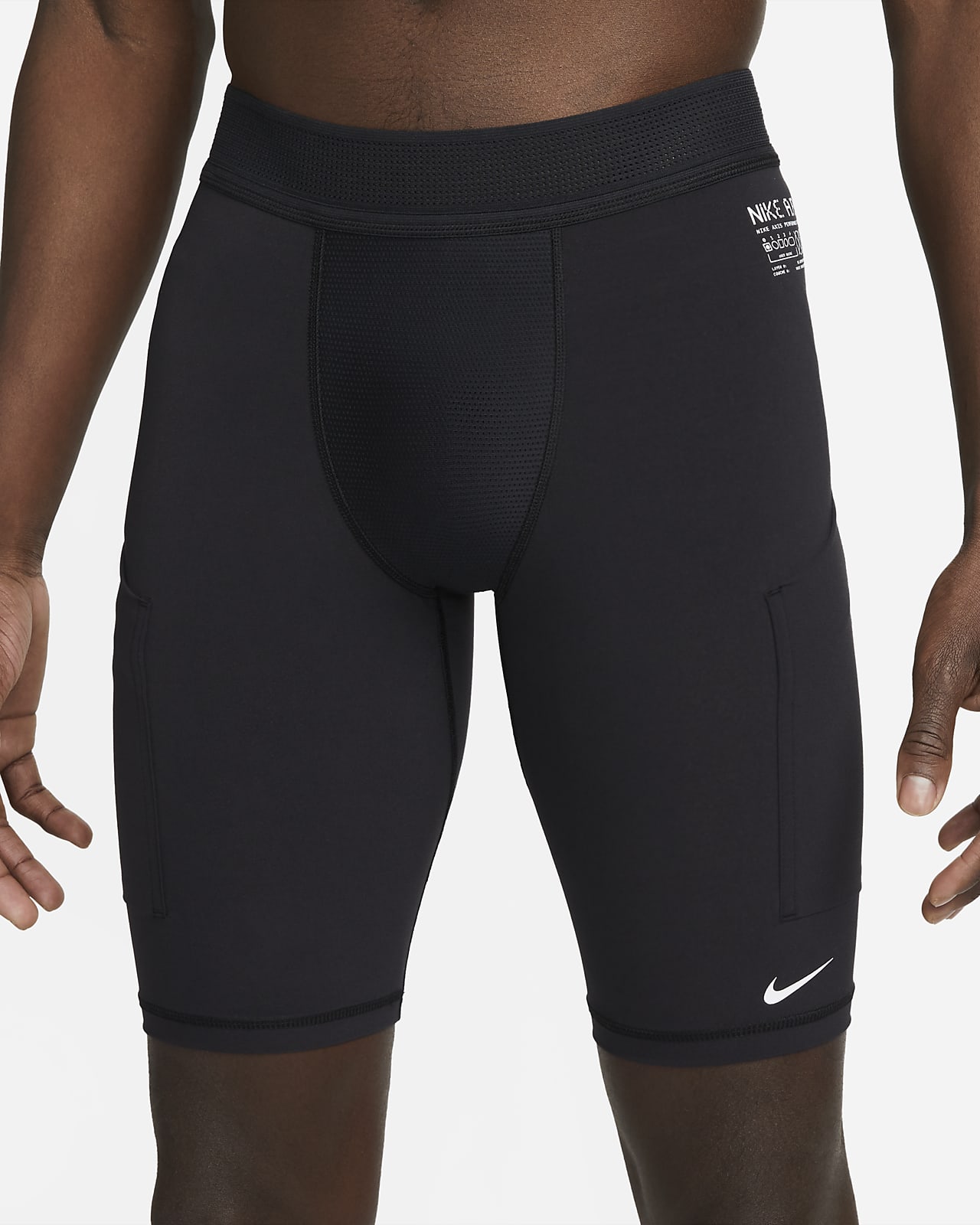 Nike Pro Long Shorts Black/White Dri Fit Workout Gym Men's Compression Base  NEW