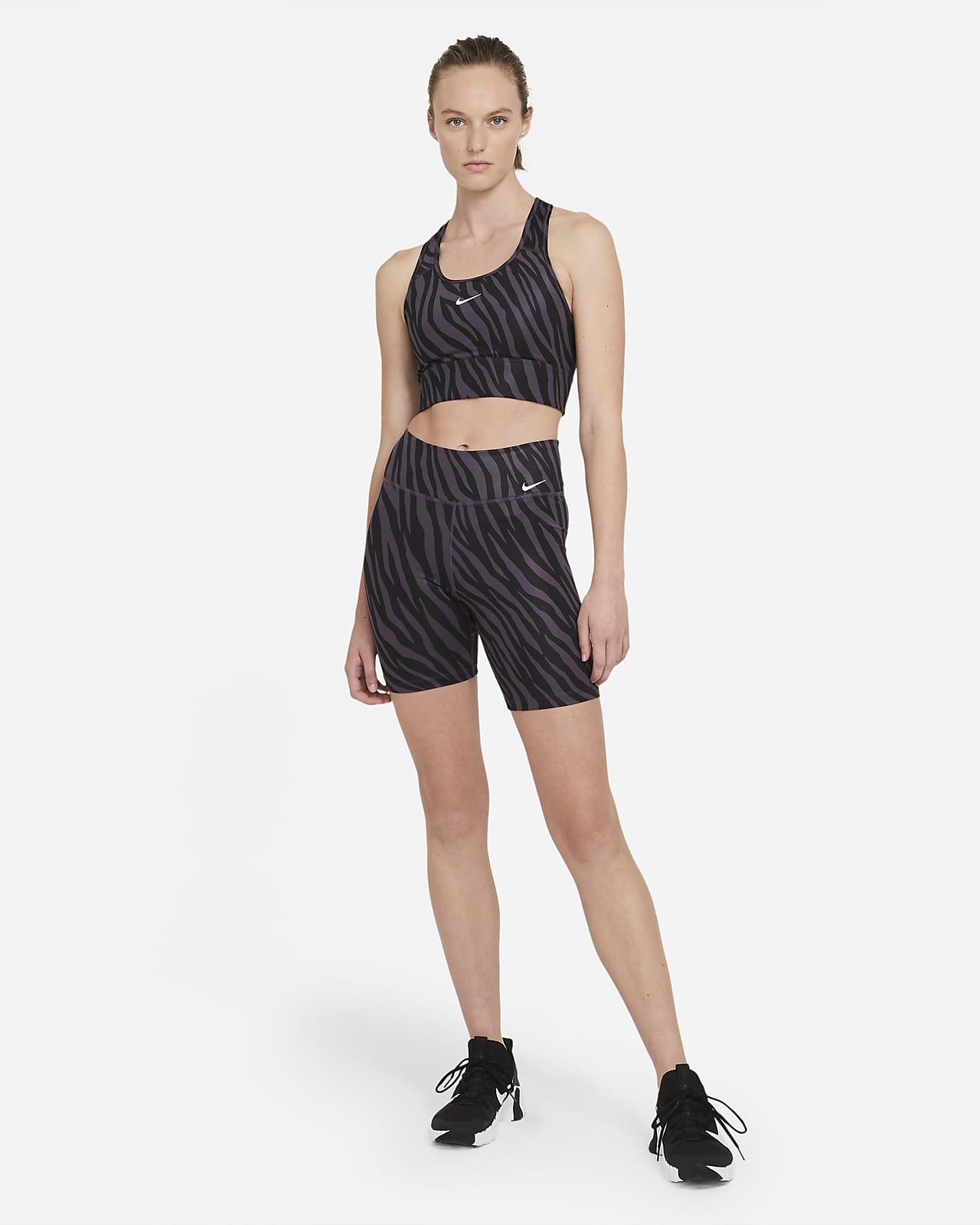 Nike Swoosh Icon Clash Women's Medium-Support Sports Bra - black/purple  chalk/white CZ7208-010