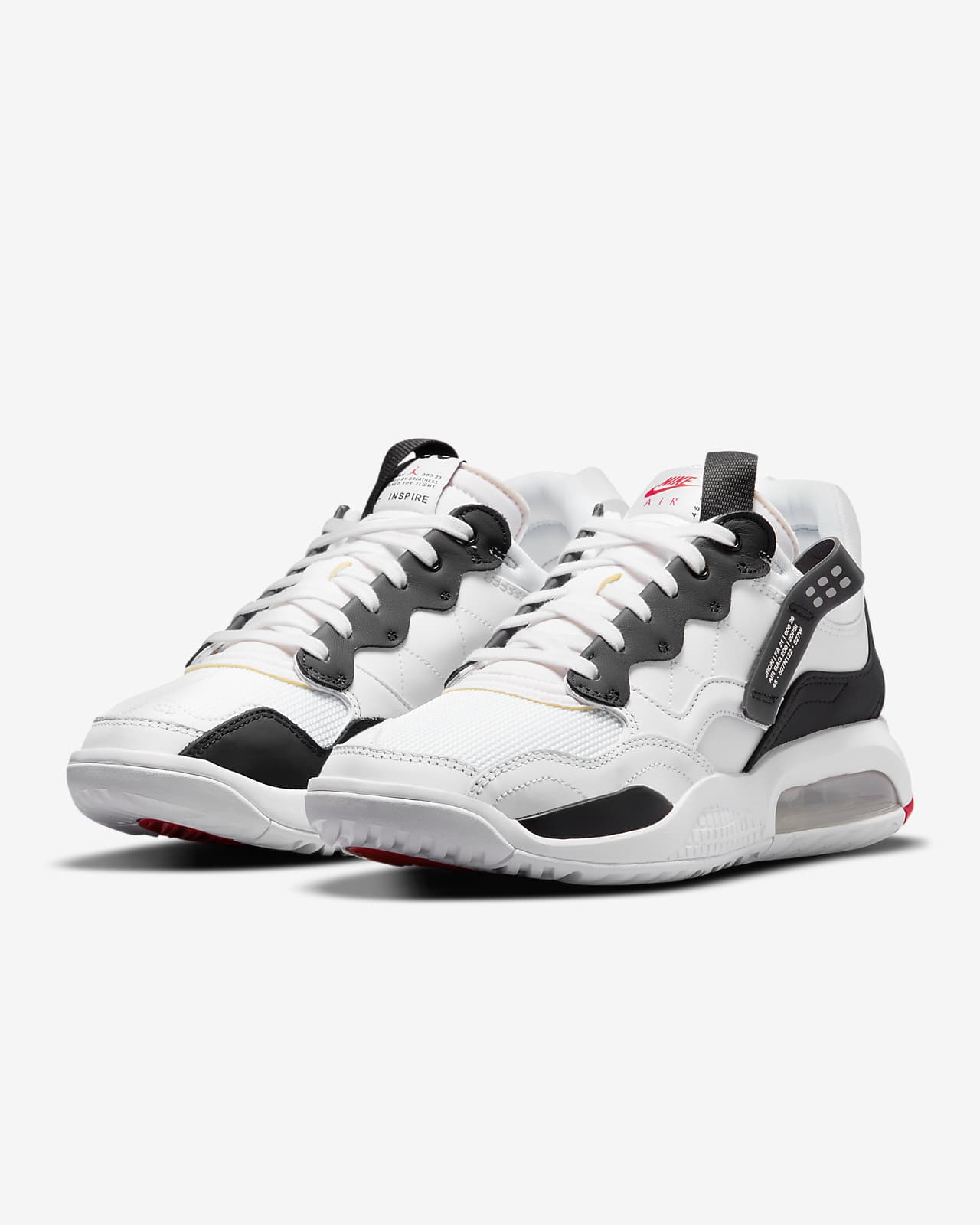 jordan ma2 trainers in white and black