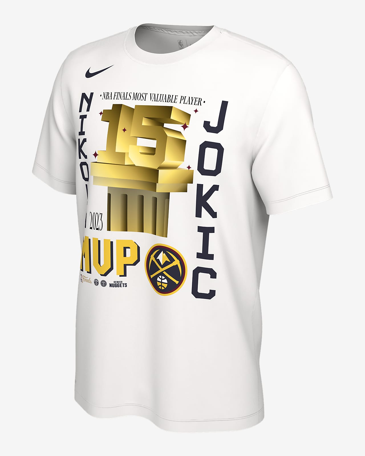 Nikola Jokić Denver Nuggets Nike Men's NBA Finals MVP T-Shirt in White, Size: Small | HF3014-100