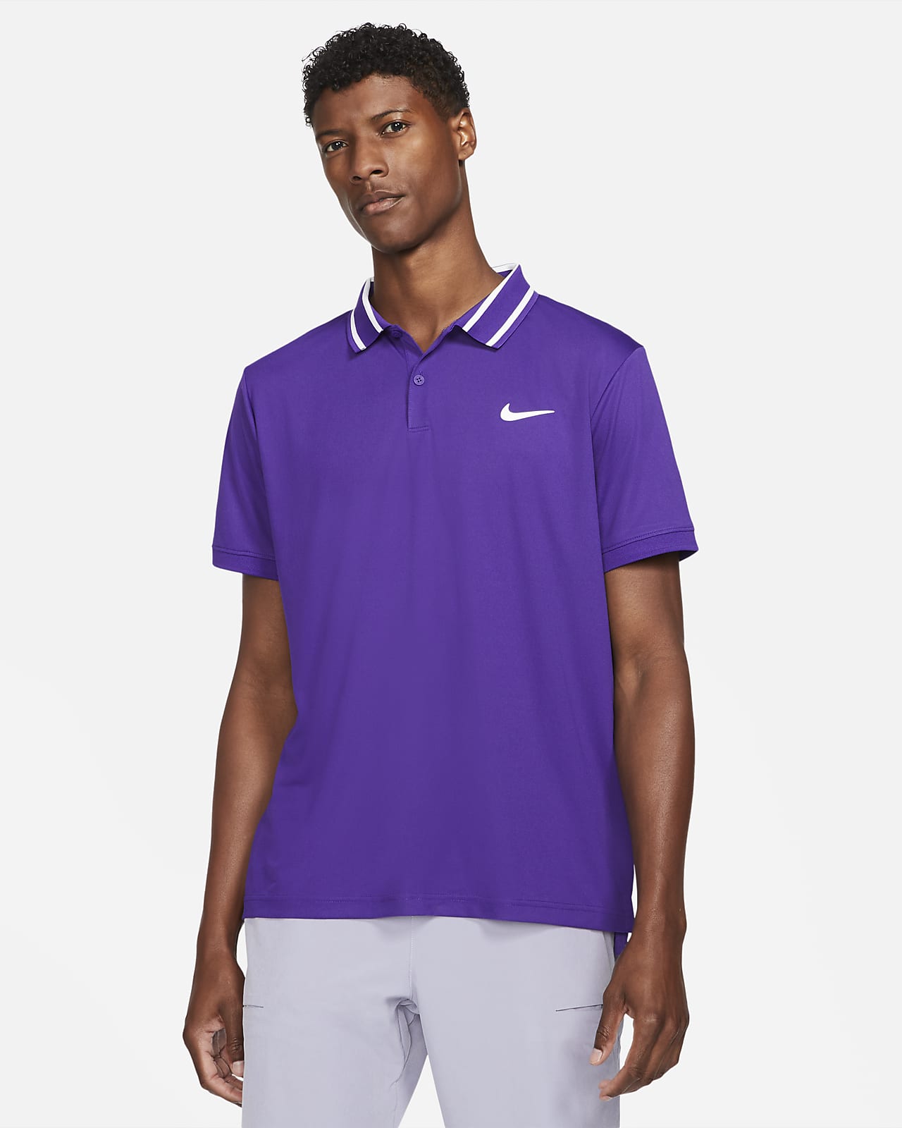 purple dri fit polo