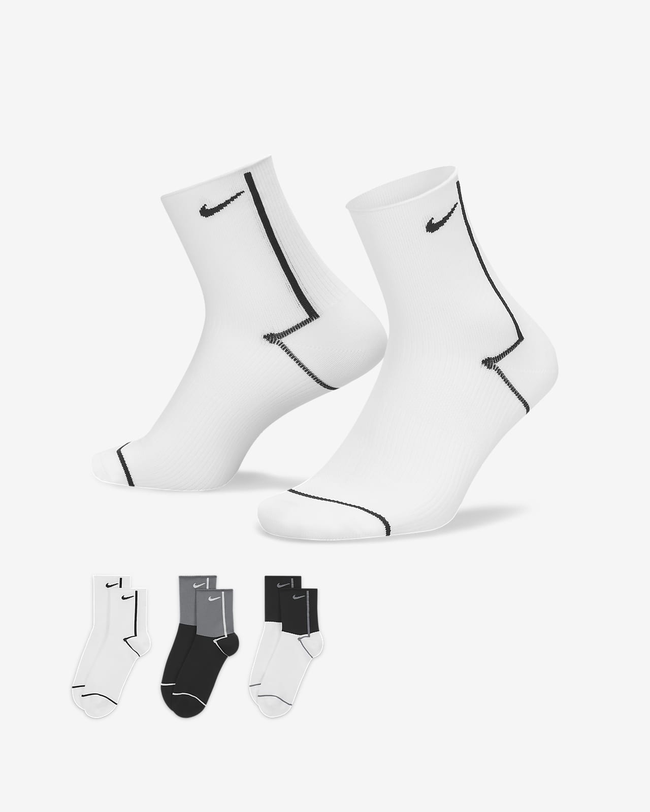 Dámské kotníkové tréninkové ponožky Nike Everyday Plus Lightweight (3 páry)