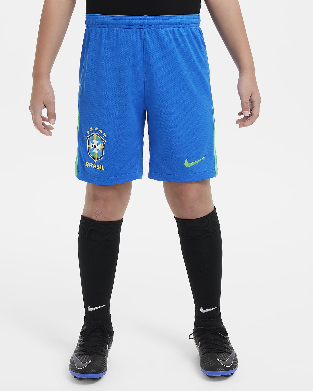 Calções de futebol de réplica Nike Dri-FIT do equipamento principal Stadium Brasil 2024 Júnior
