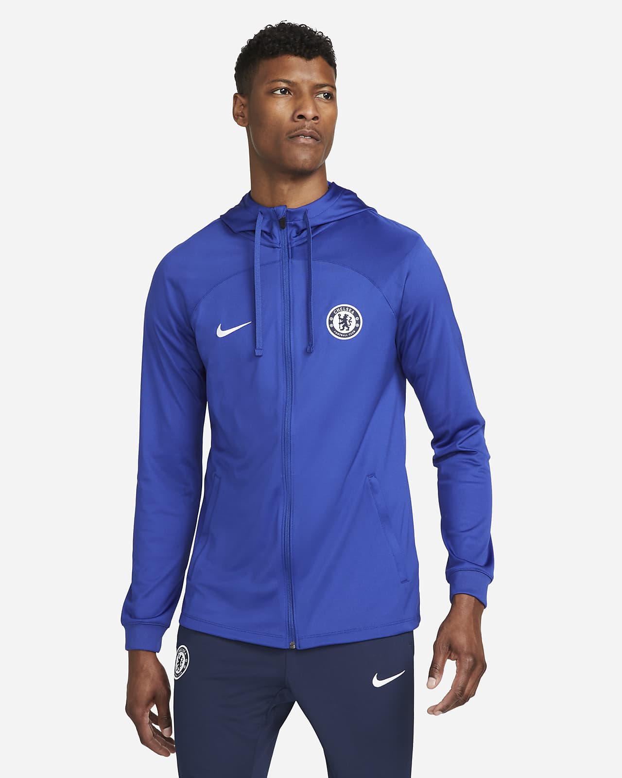 Pánská pleteninová sportovní fotbalová sportovní bunda Nike Dri-FIT Chelsea FC Strike