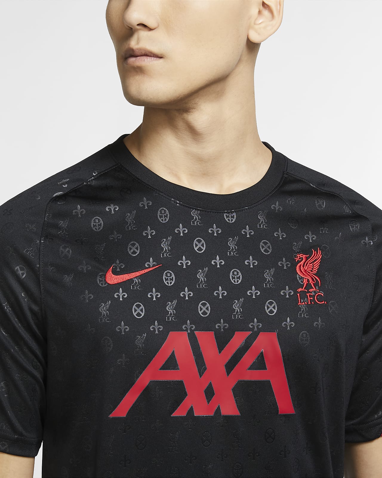 lfc nike mens black pre match top