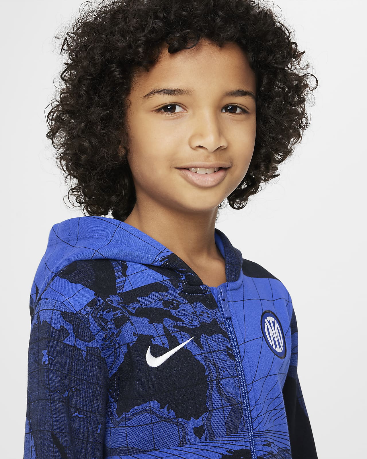 Inter Milan Club Fleece Older Kids Full Zip Graphic Hoodie Nike BE