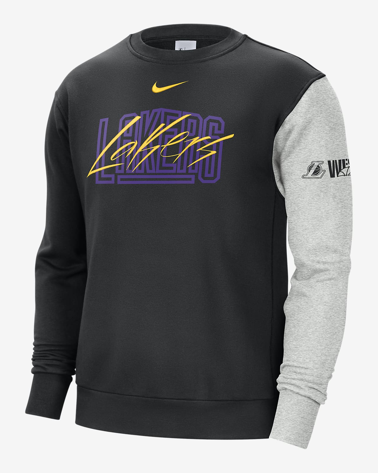 Los Angeles Lakers Courtside Nike Men's NBA Fleece Sweatshirt in Black, Size: Medium | DR9333-010
