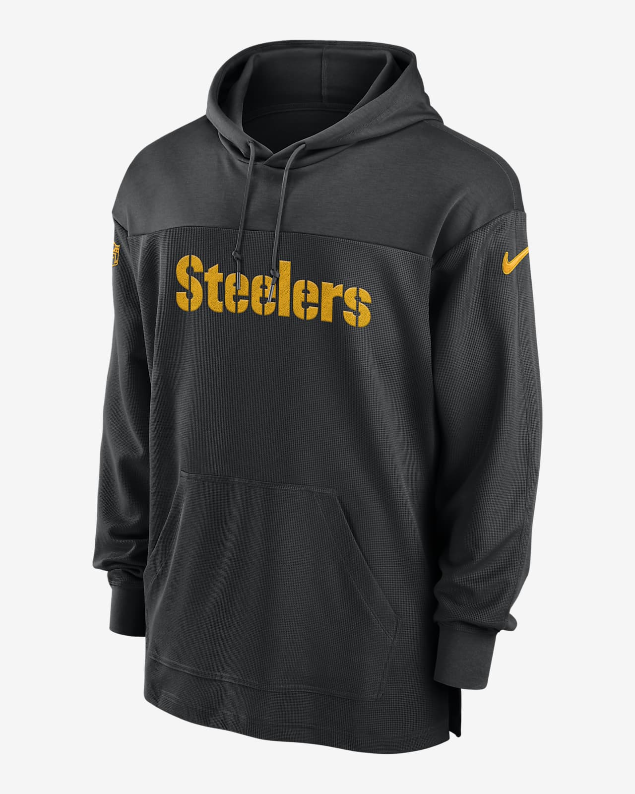 Pittsburgh Steelers Sideline Nike Men's Dri-Fit NFL Long-Sleeve Hooded Top in Black, Size: Large | 00MO00A7L-BVK