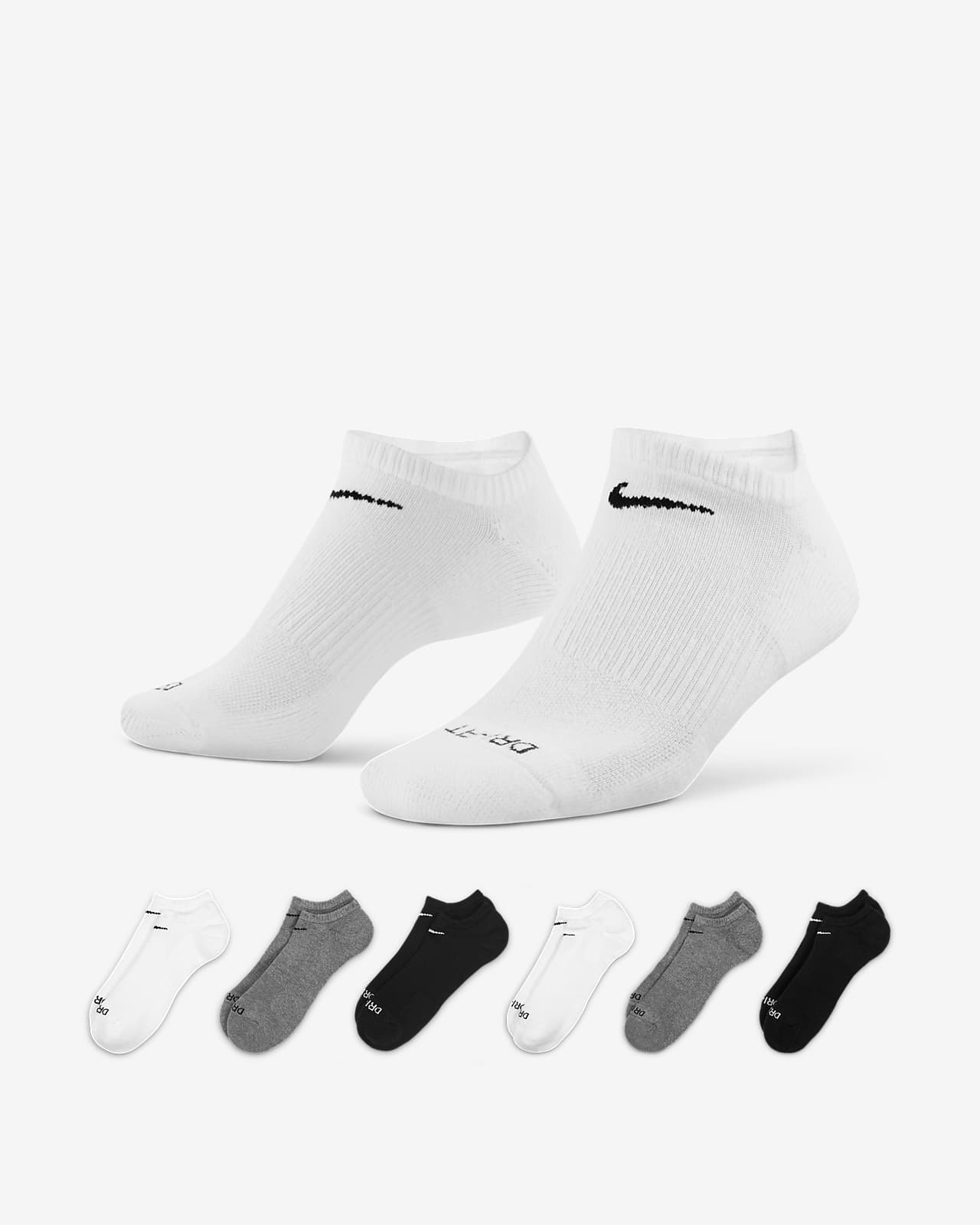 Nike Everyday Cushioned Lot de 6 paires de chaussettes d'entraînement  mi-mollet pour homme, Blanc., 42-46 : : Mode