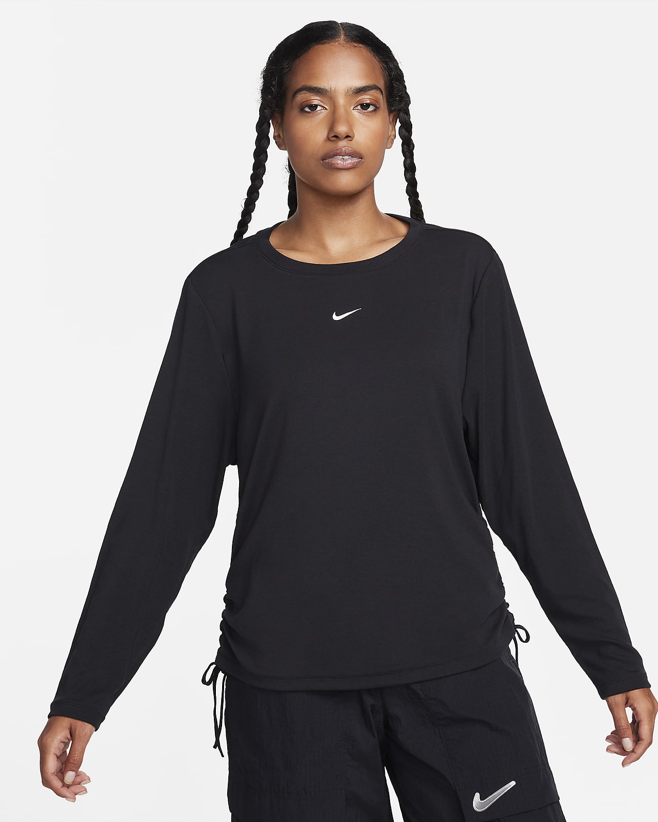 Nike Sportswear Essential Women\'s Ribbed Long-Sleeve Mod Crop Top (Plus  Size). Nike CH