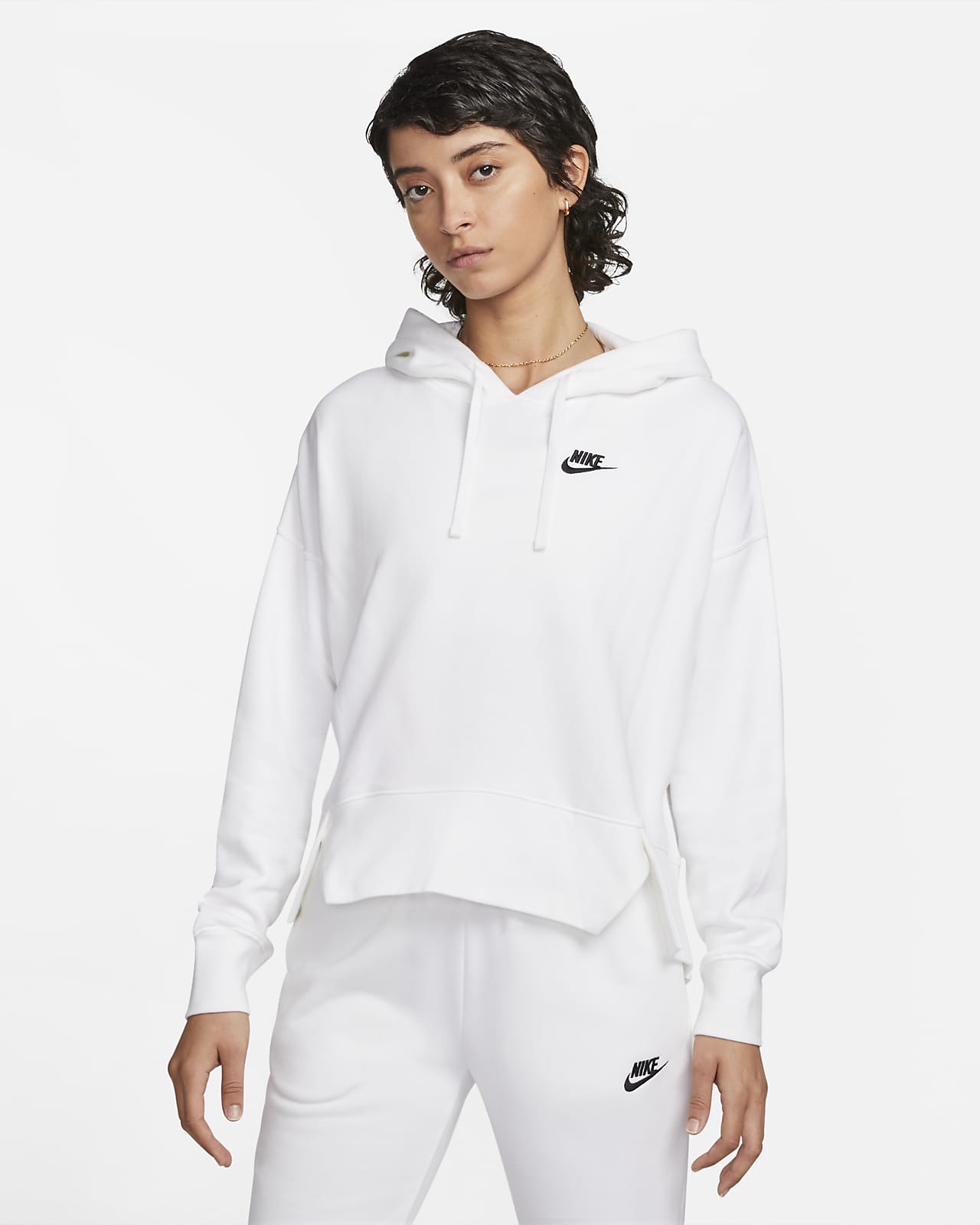 Overdimensioneret Nike Sportswear Club Fleece-hættetrøje til kvinder