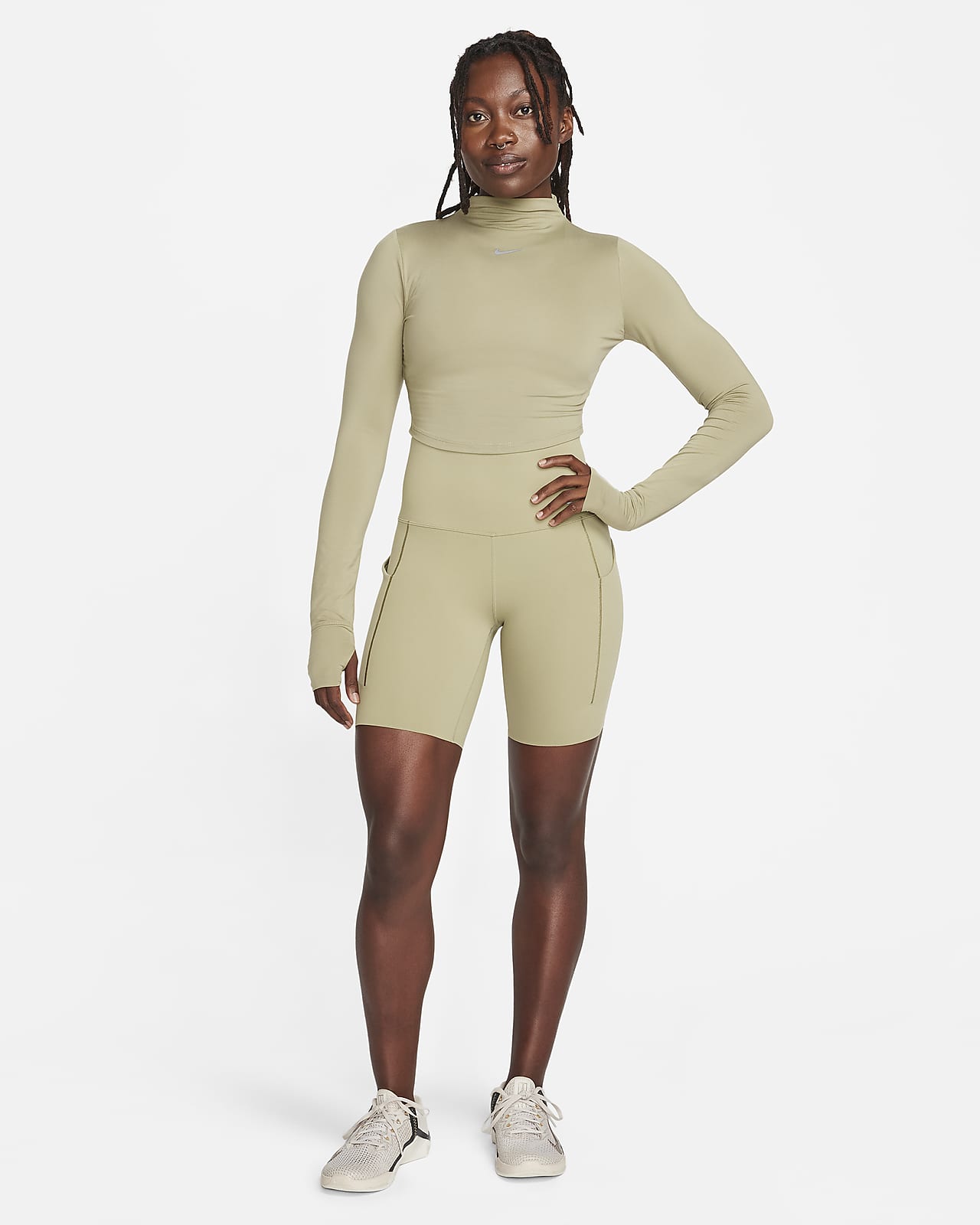Nike Womens Long Sleeve Cropped Sports Bra
