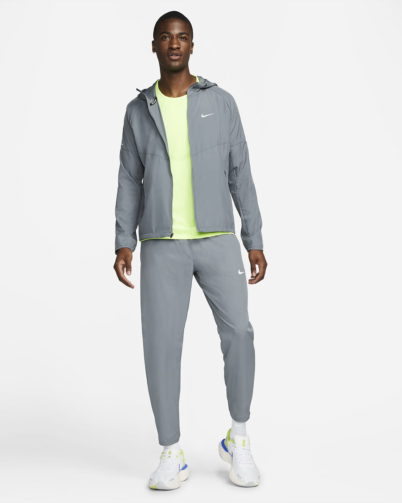 Nike Veste Running Imperméable Miller - Vert/Argenté