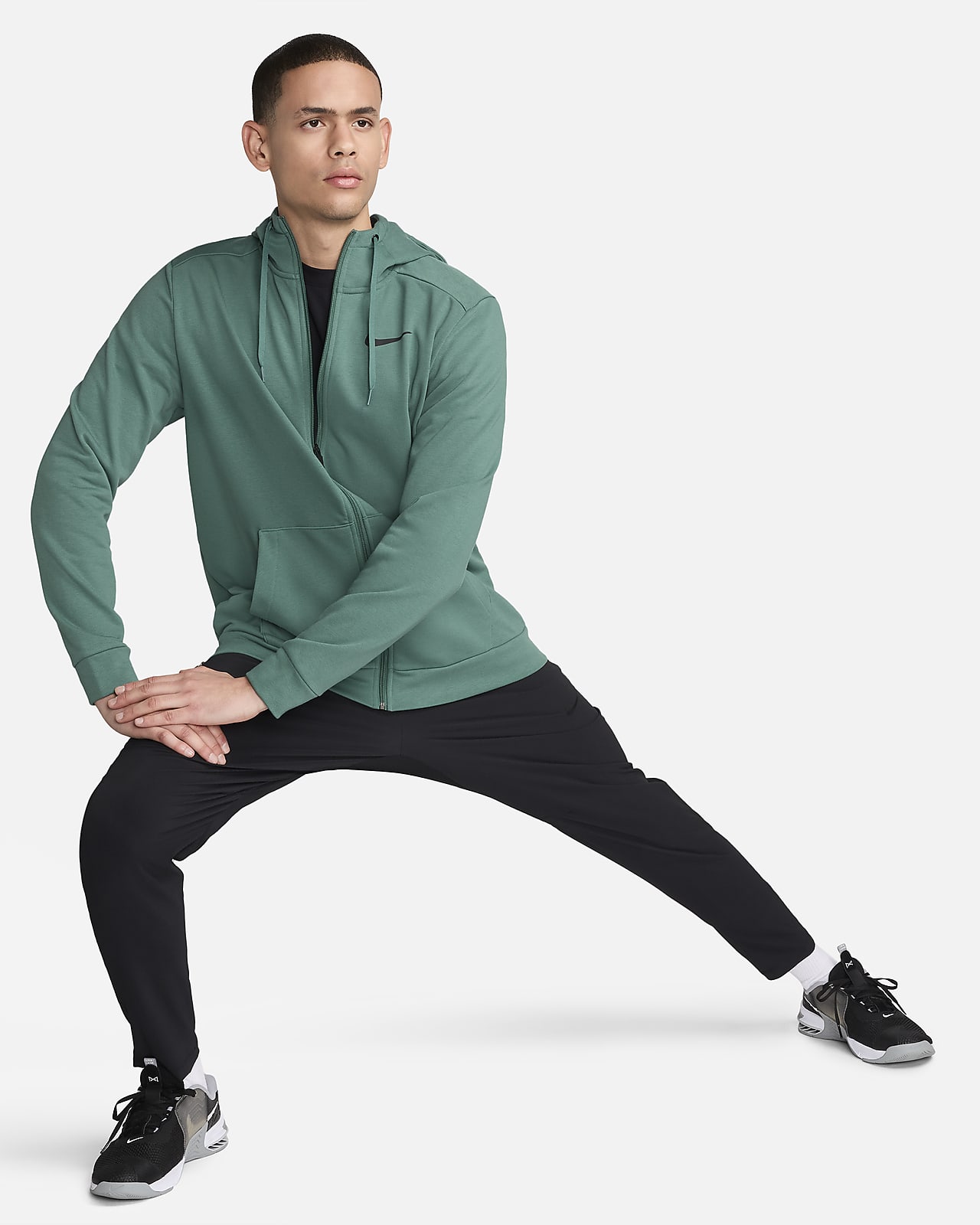 Nike Dry Men's Dri-FIT Hooded Fitness Full-Zip Hoodie - Green - 50% Sustainable Blends