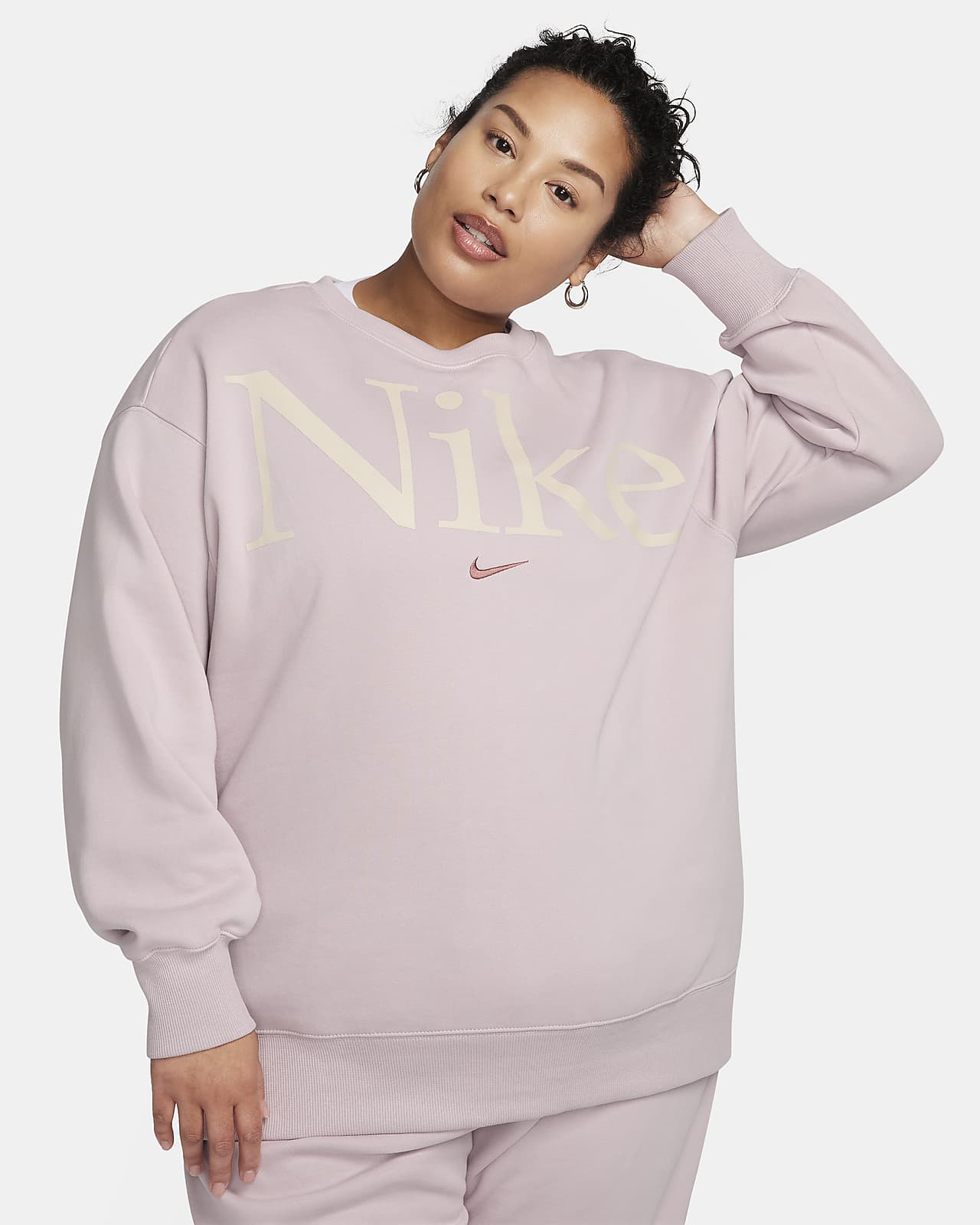 Nike Sportswear Phoenix Fleece Oversized Crewneck Sweatshirt in Pinksicle &  Sail