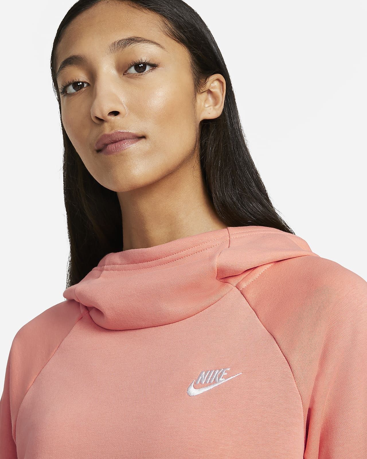 women's nike sportswear funnel neck fleece pullover hoodie