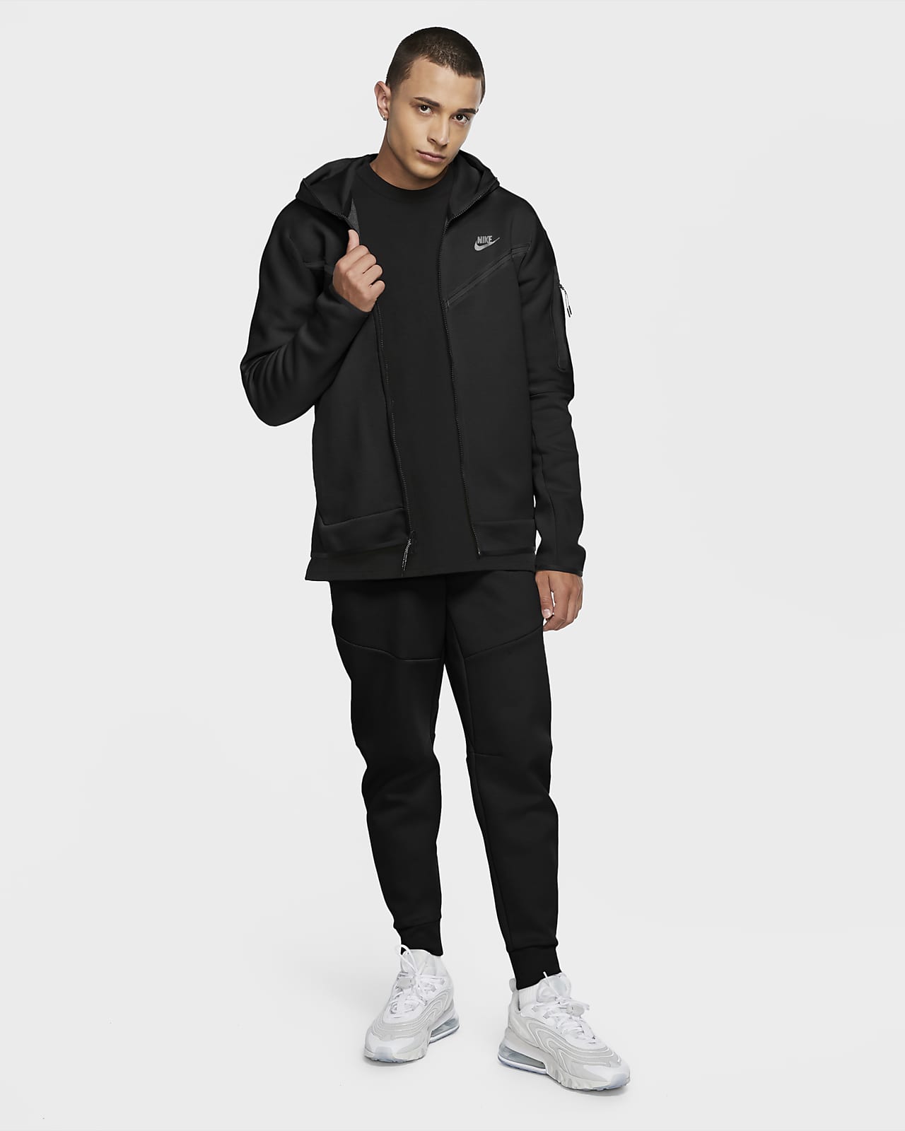 black tech fleece hoodie xs