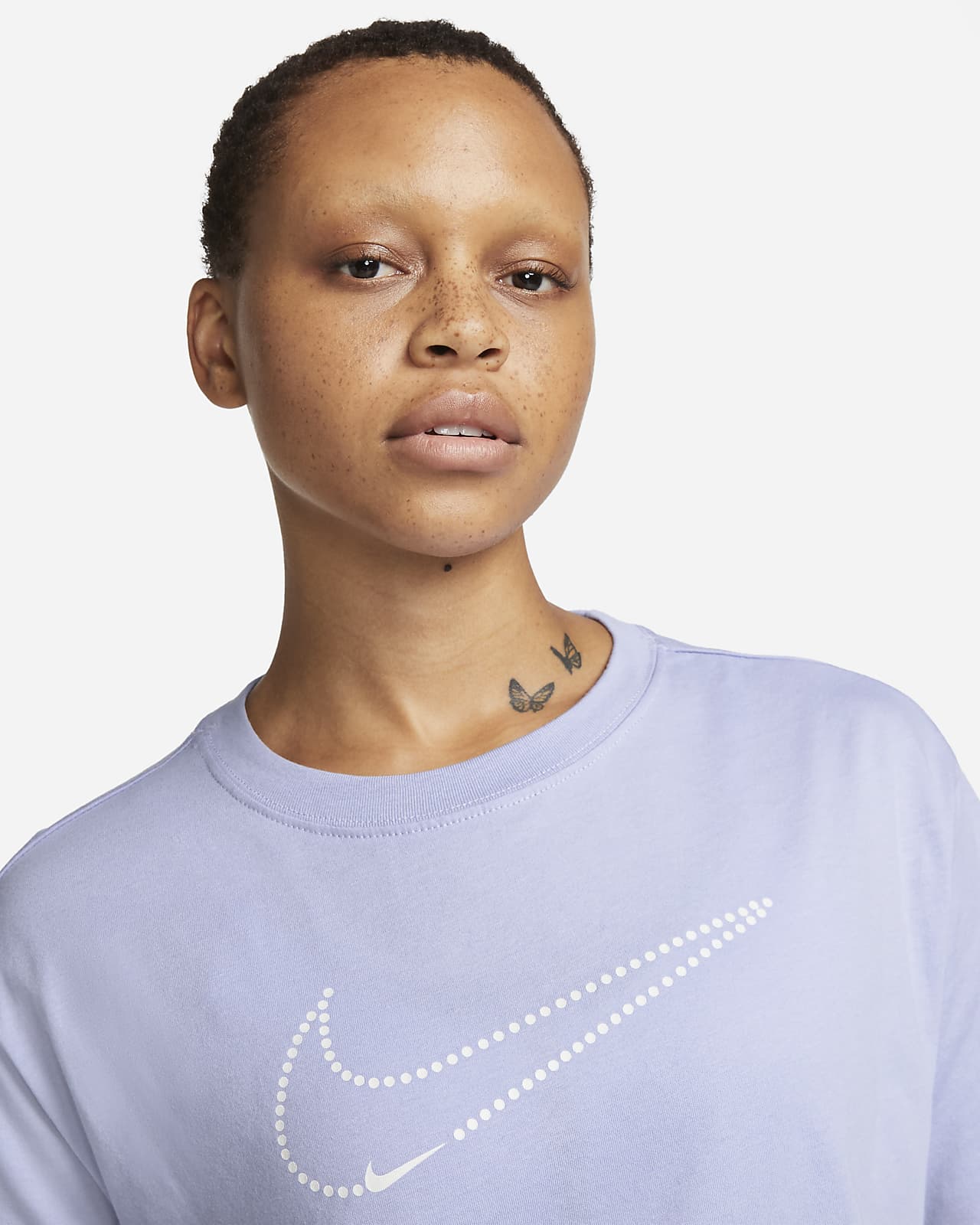 nike womens metallic logo crew neck tee